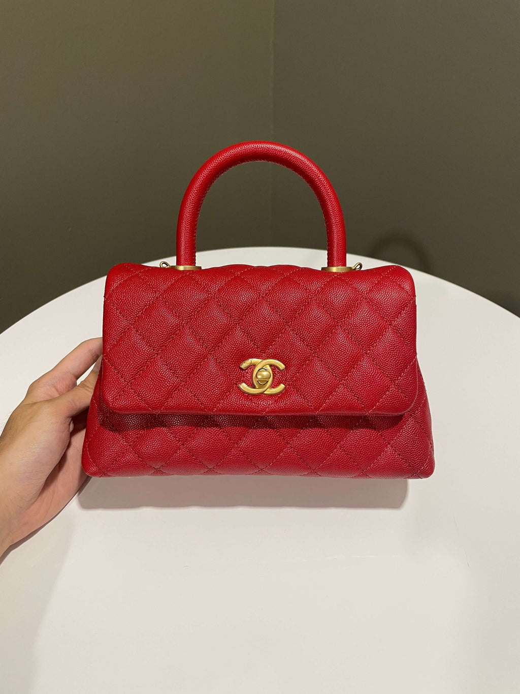 Chanel Quilted Coco Handle Red Caviar
