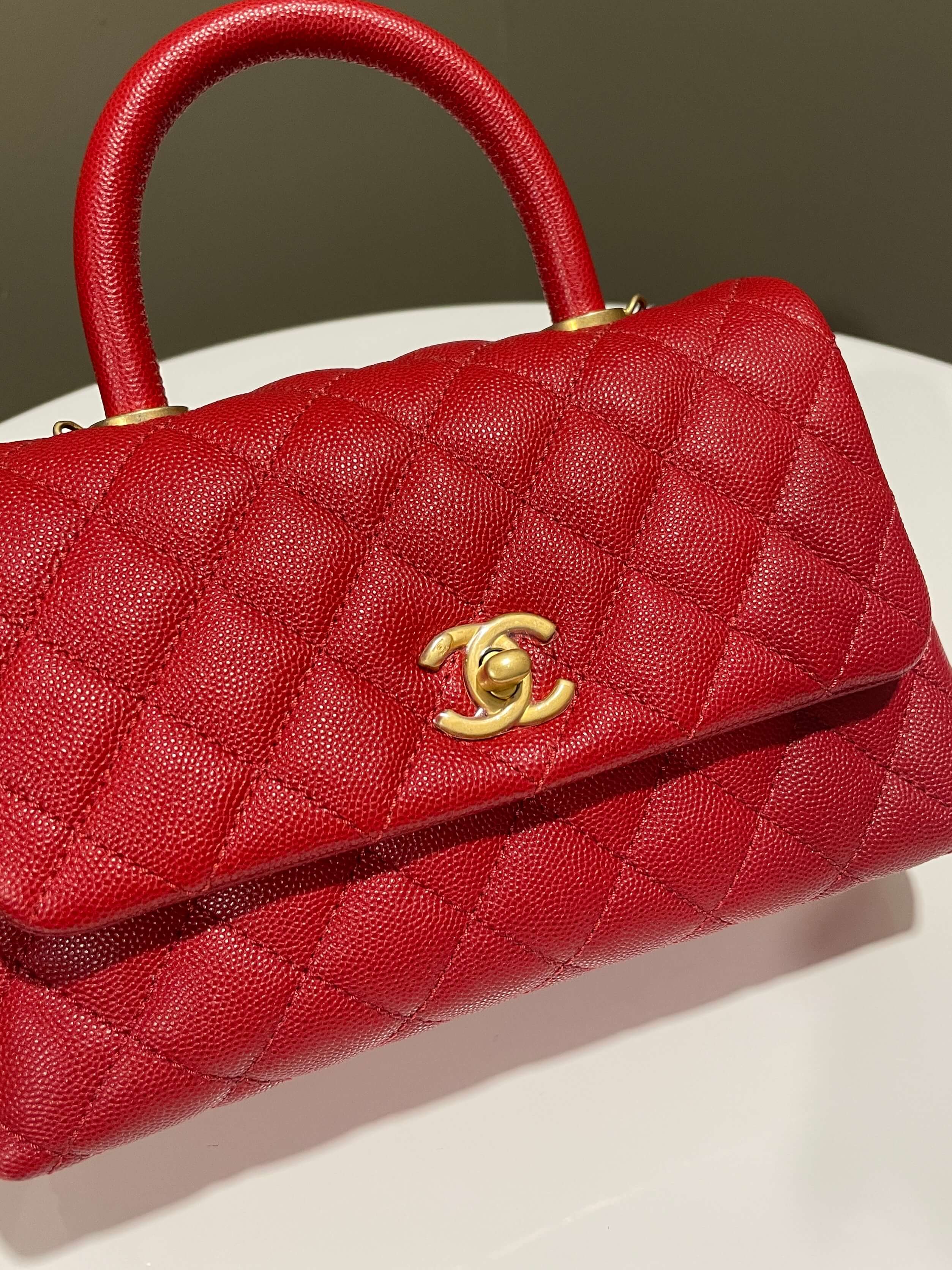 Chanel Quilted Coco Handle Red Caviar