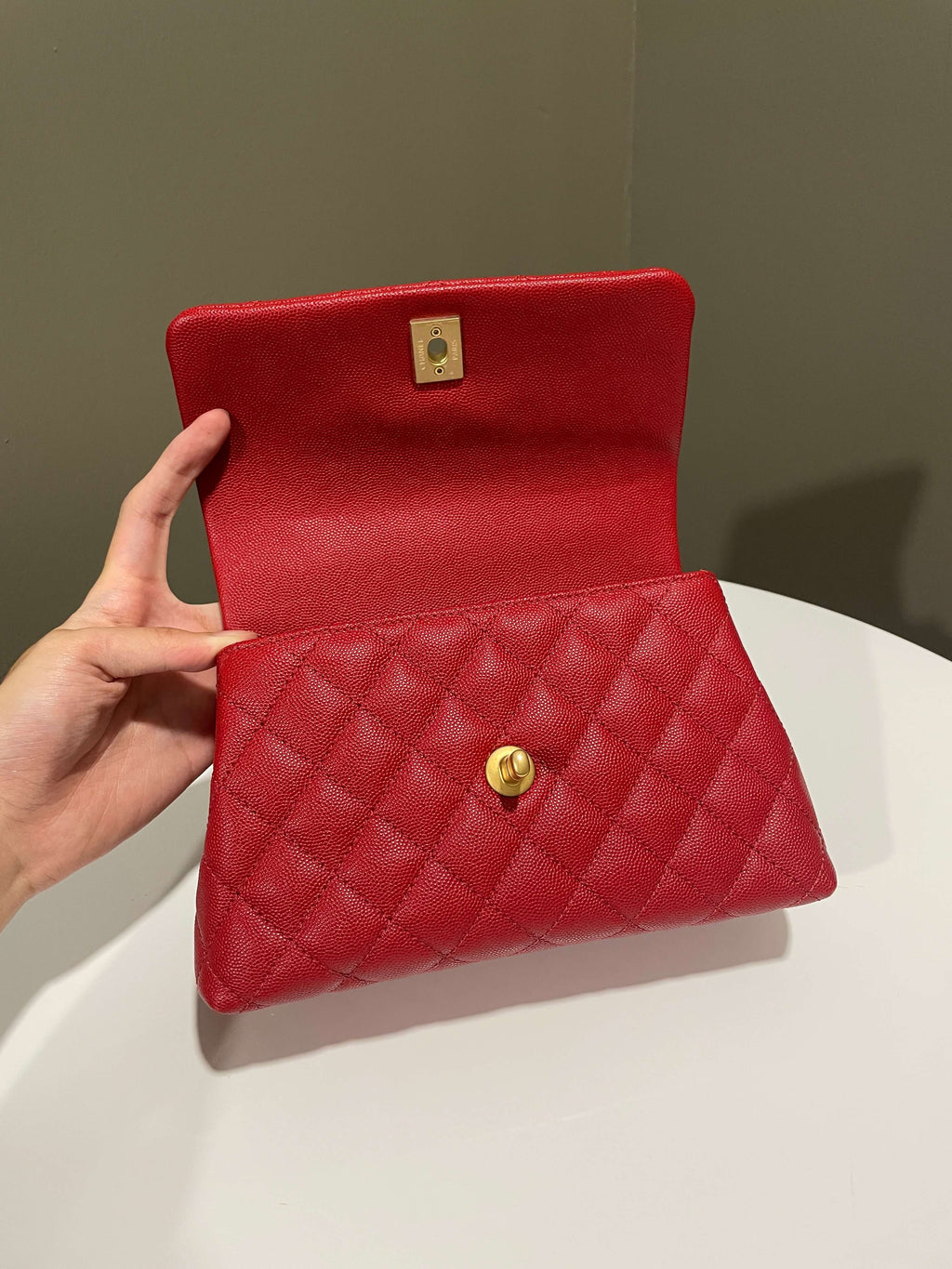 Chanel Quilted Coco Handle Red Caviar
