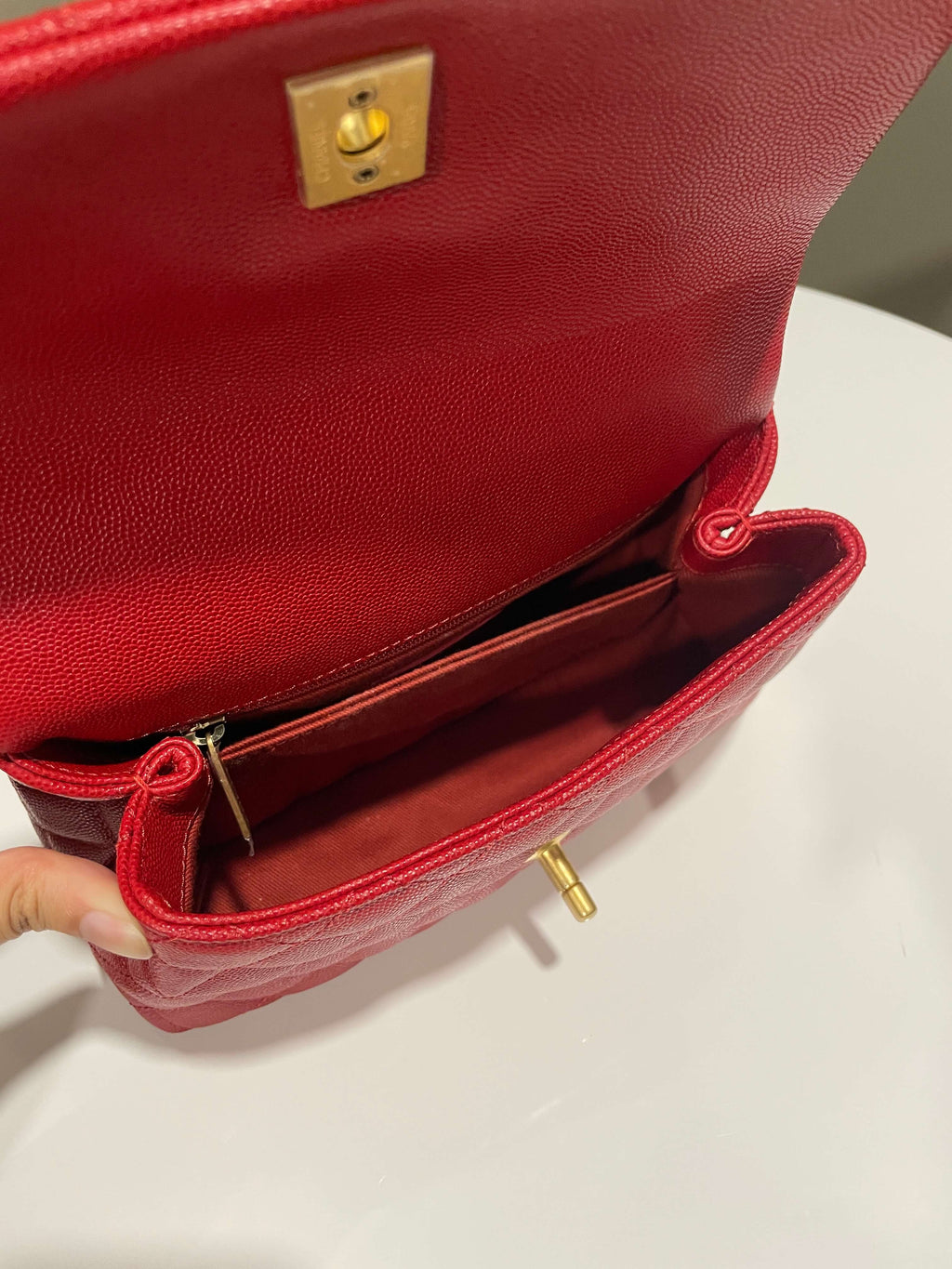 Chanel Quilted Coco Handle Red Caviar