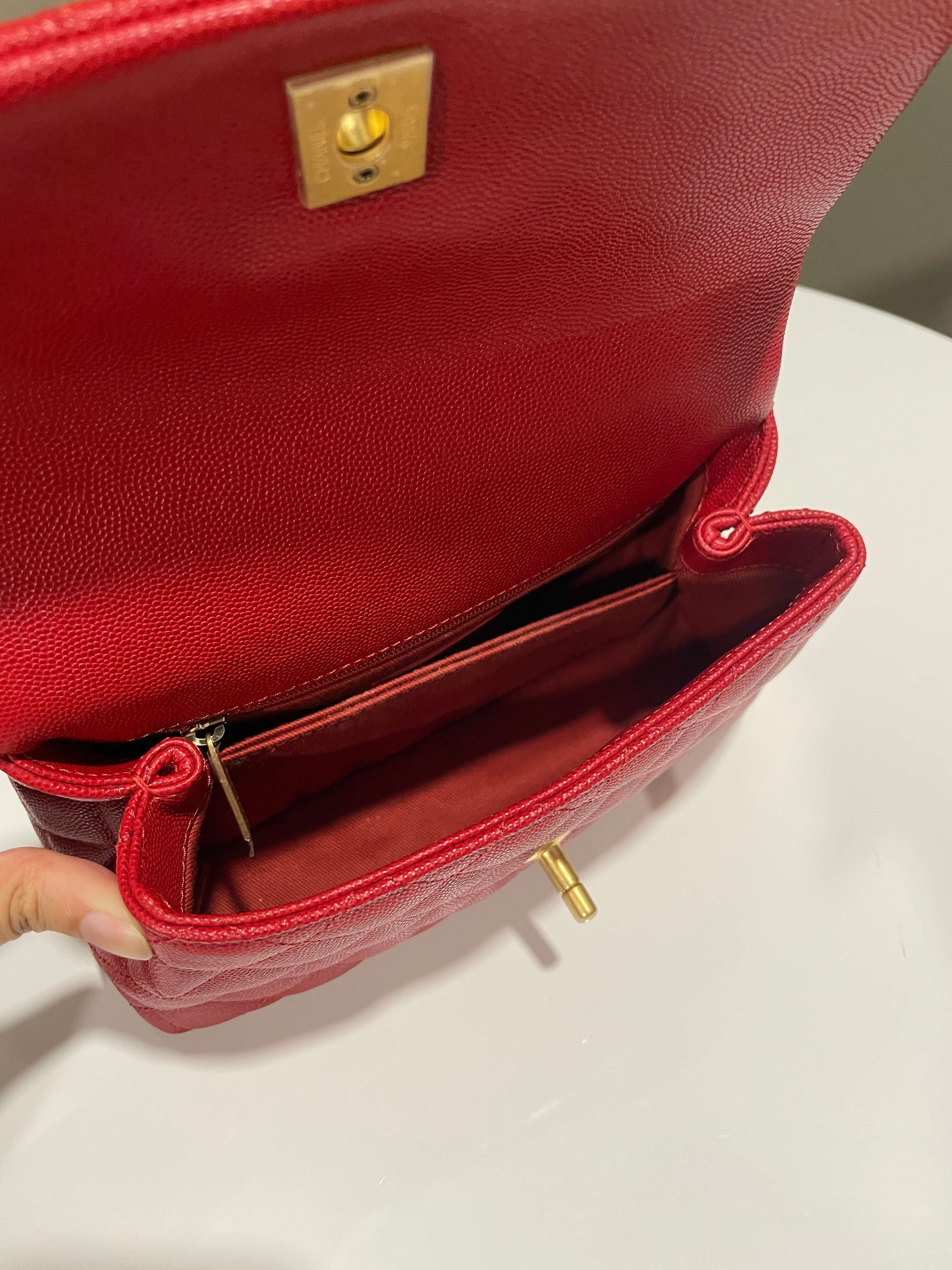 Chanel Quilted Coco Handle Red Caviar