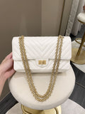 Chanel 2.55 225 Chevron Reissue Double Flap White Calfskin