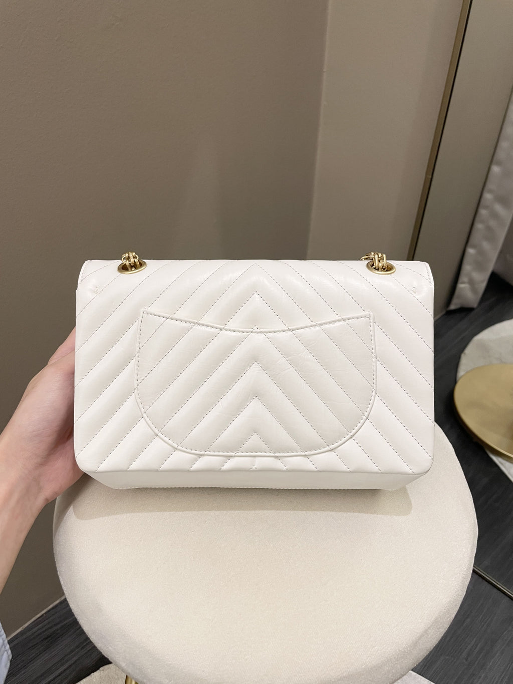 Chanel 2.55 225 Chevron Reissue Double Flap White Calfskin