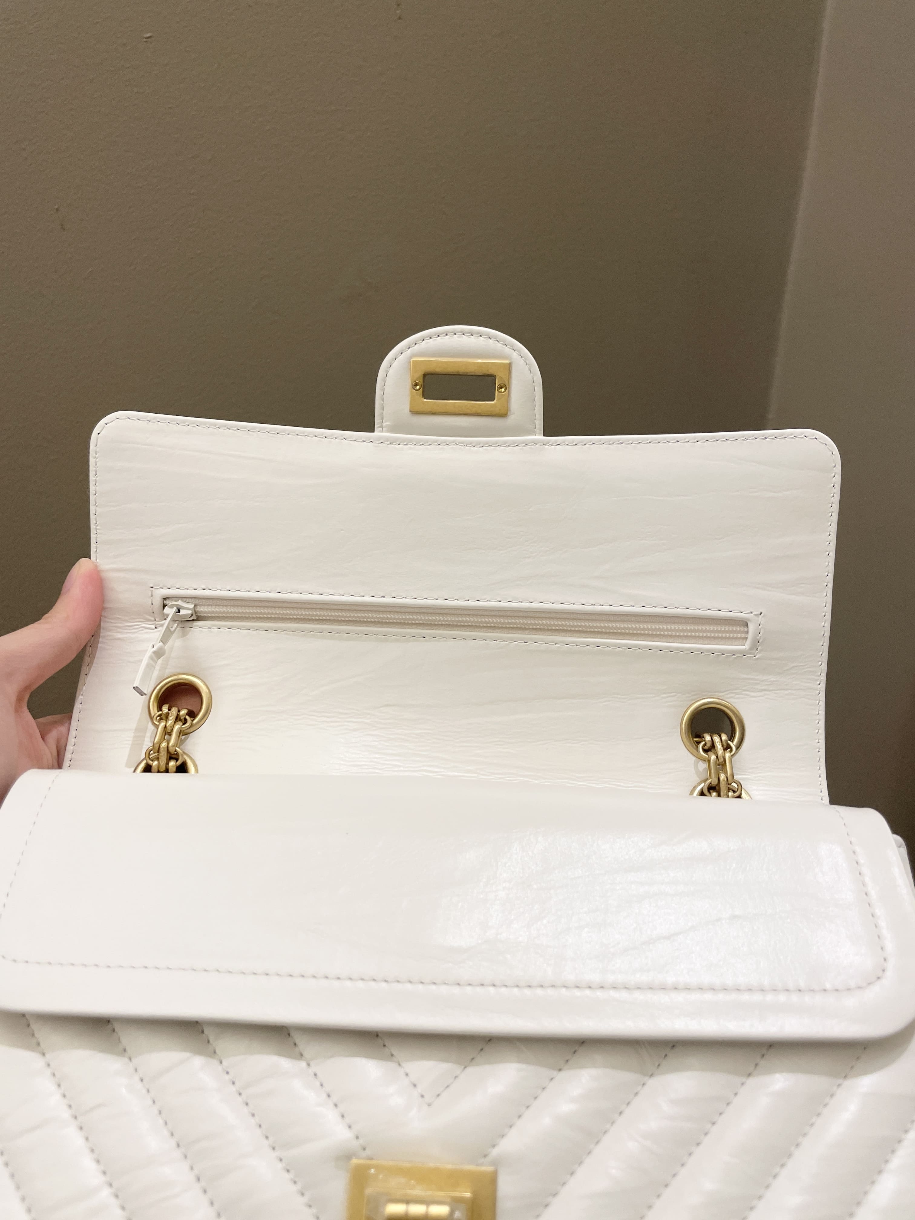 Chanel 2.55 225 Chevron Reissue Double Flap White Calfskin
