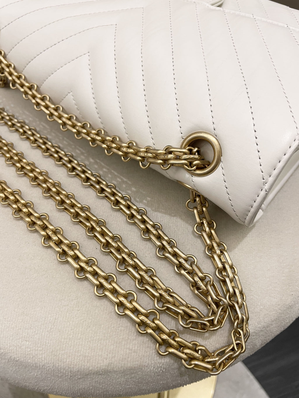 Chanel 2.55 225 Chevron Reissue Double Flap White Calfskin