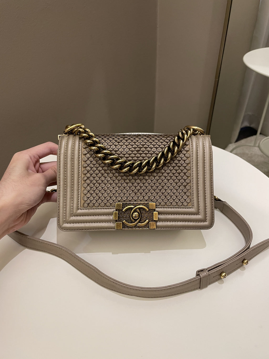 Chanel Scales Small Boy Gold Lambskin