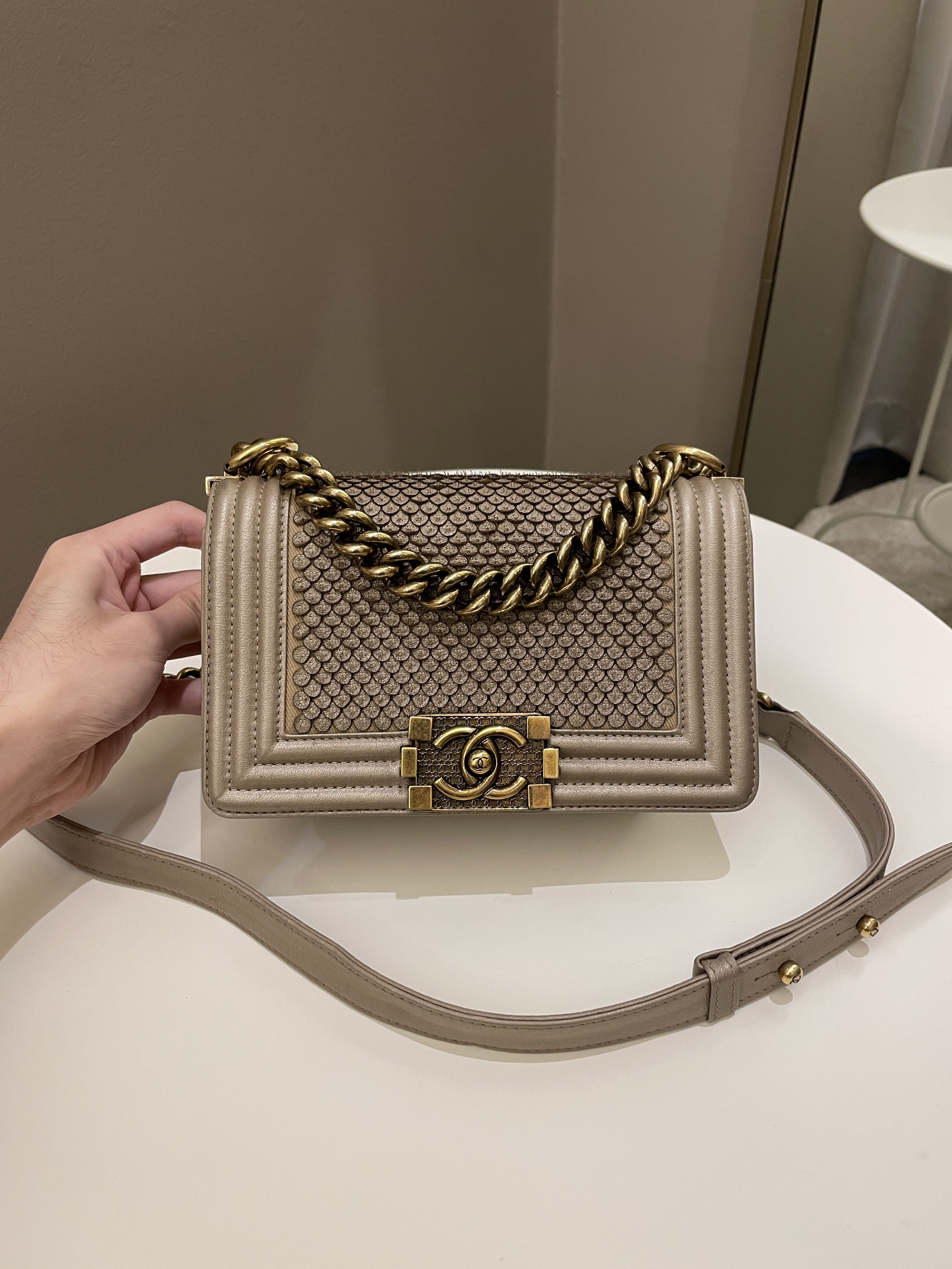 Chanel Scales Small Boy Gold Lambskin
