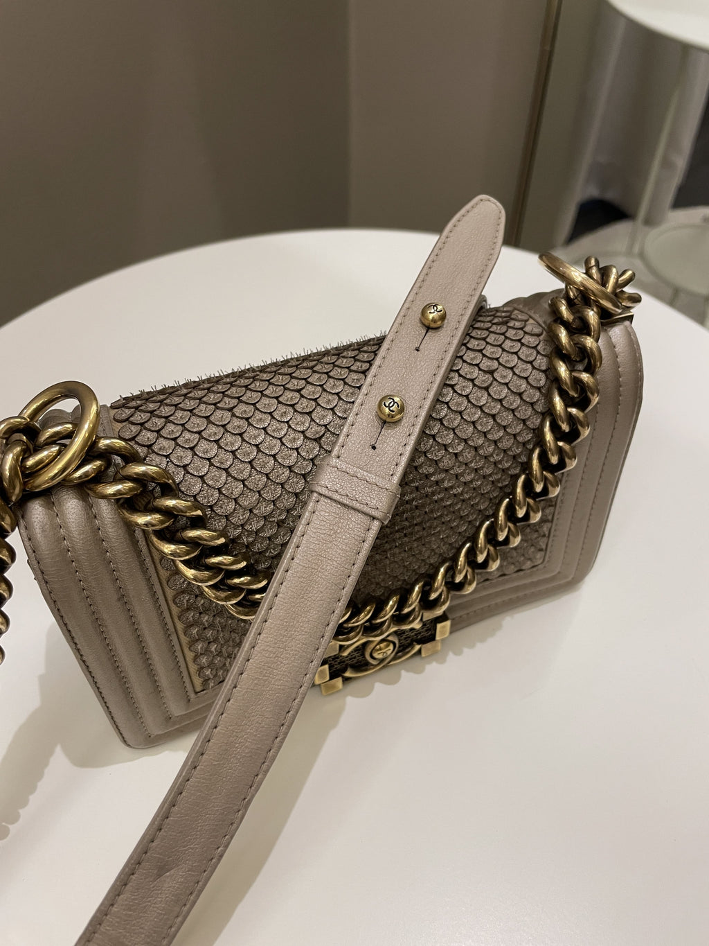 Chanel Scales Small Boy Gold Lambskin
