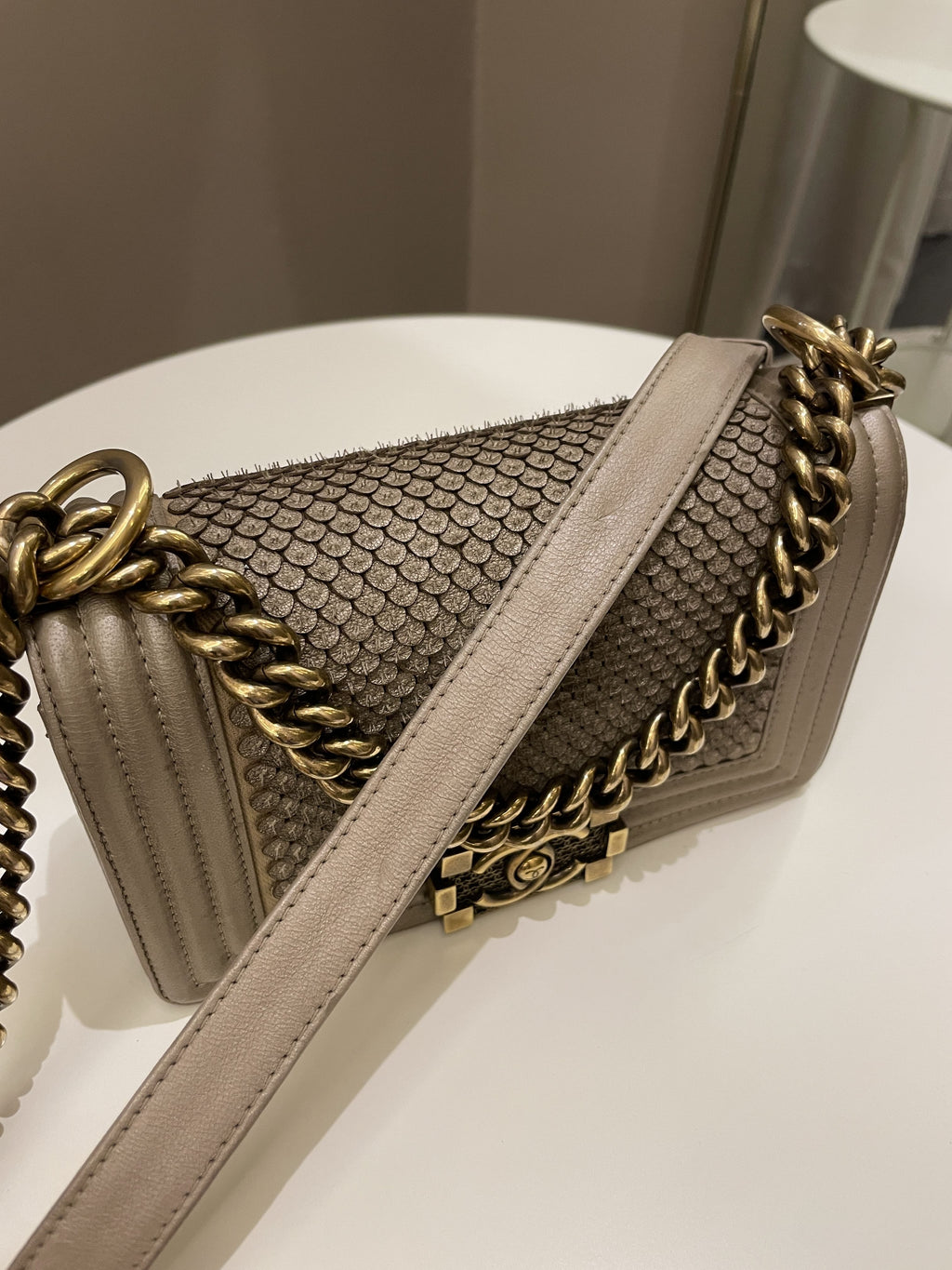 Chanel Scales Small Boy Gold Lambskin