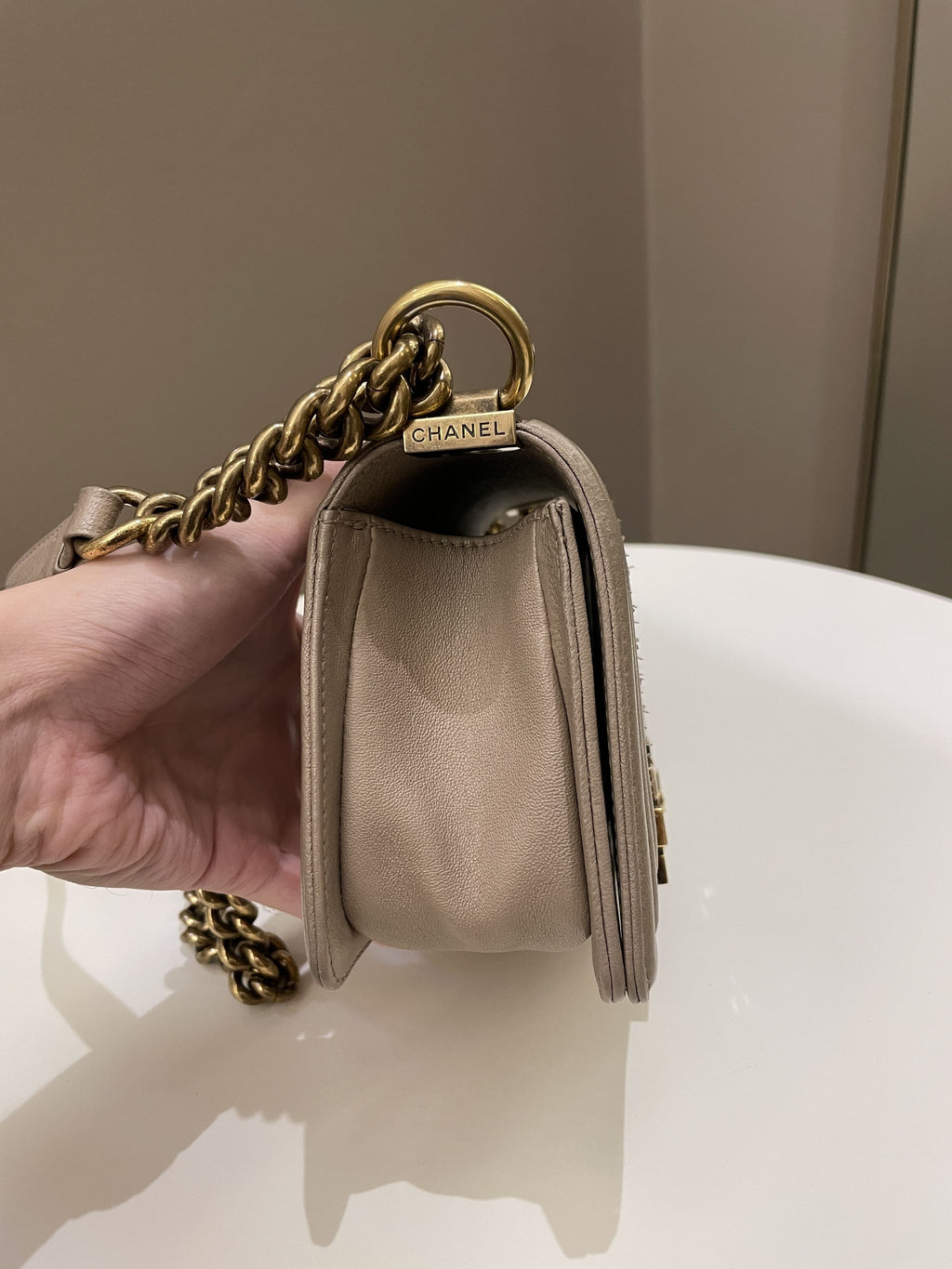 Chanel Scales Small Boy Gold Lambskin