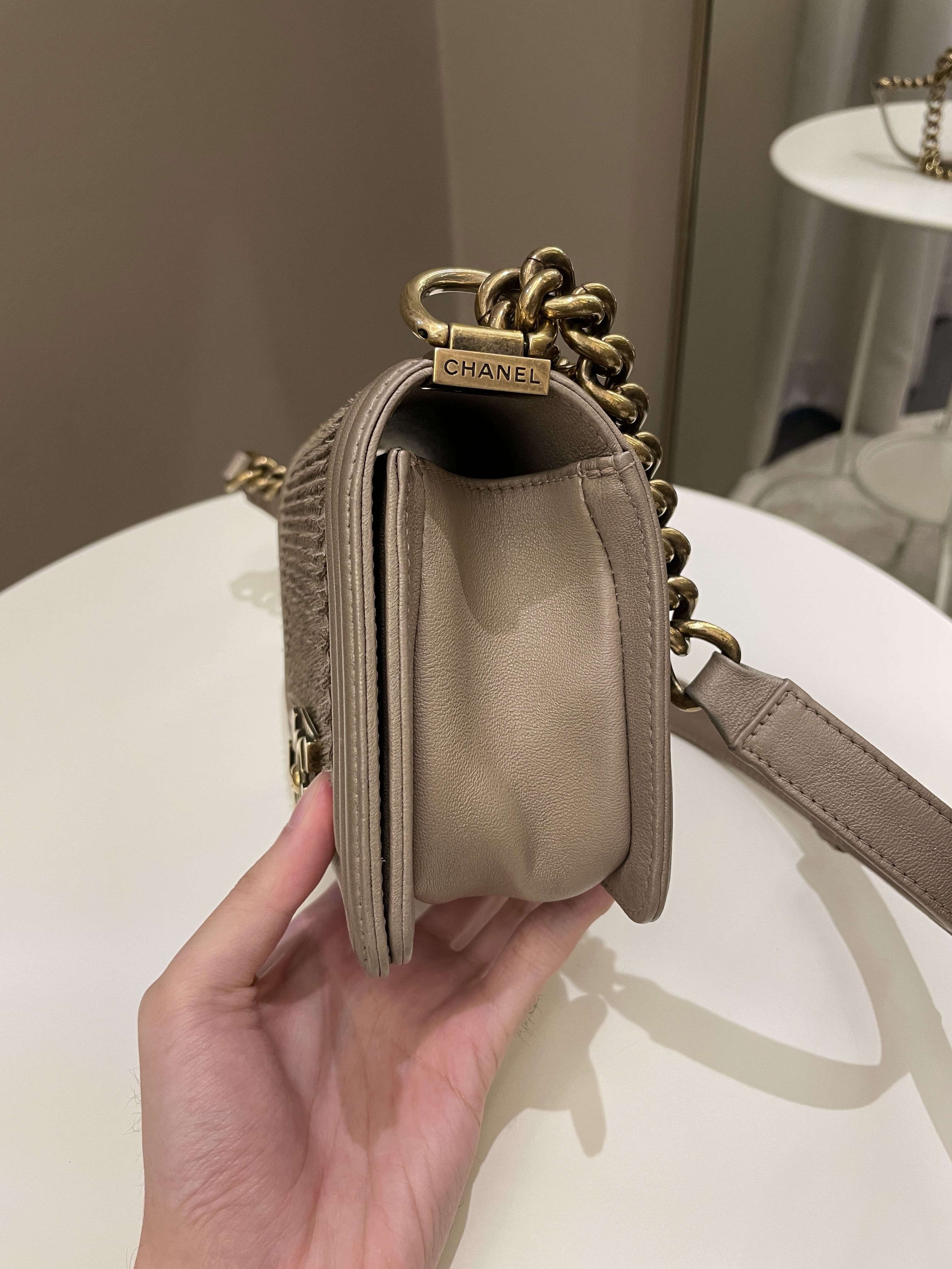 Chanel Scales Small Boy Gold Lambskin