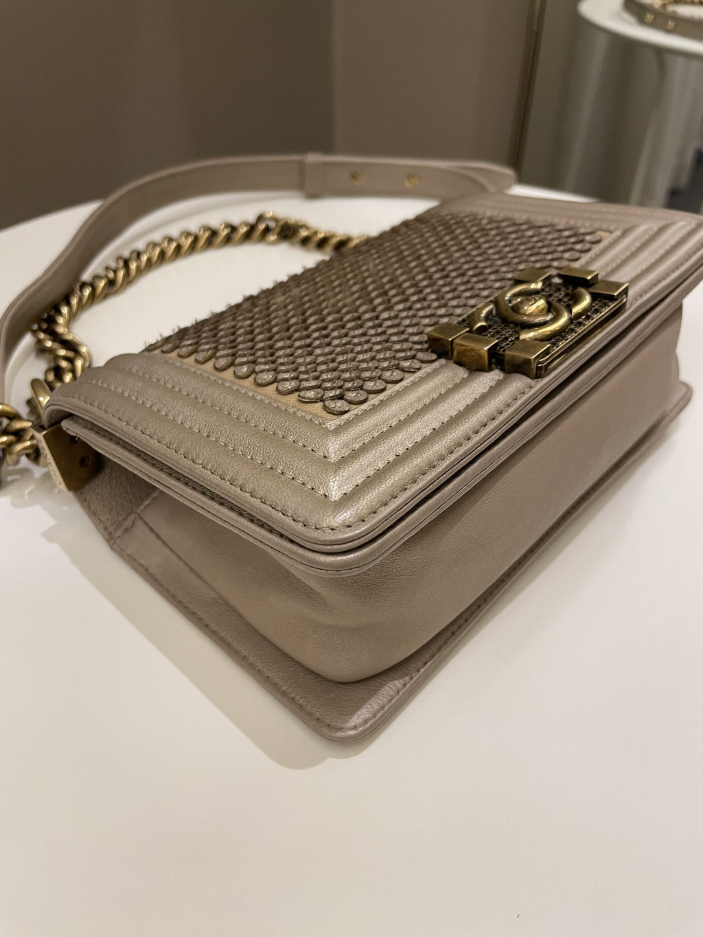 Chanel Scales Small Boy Gold Lambskin