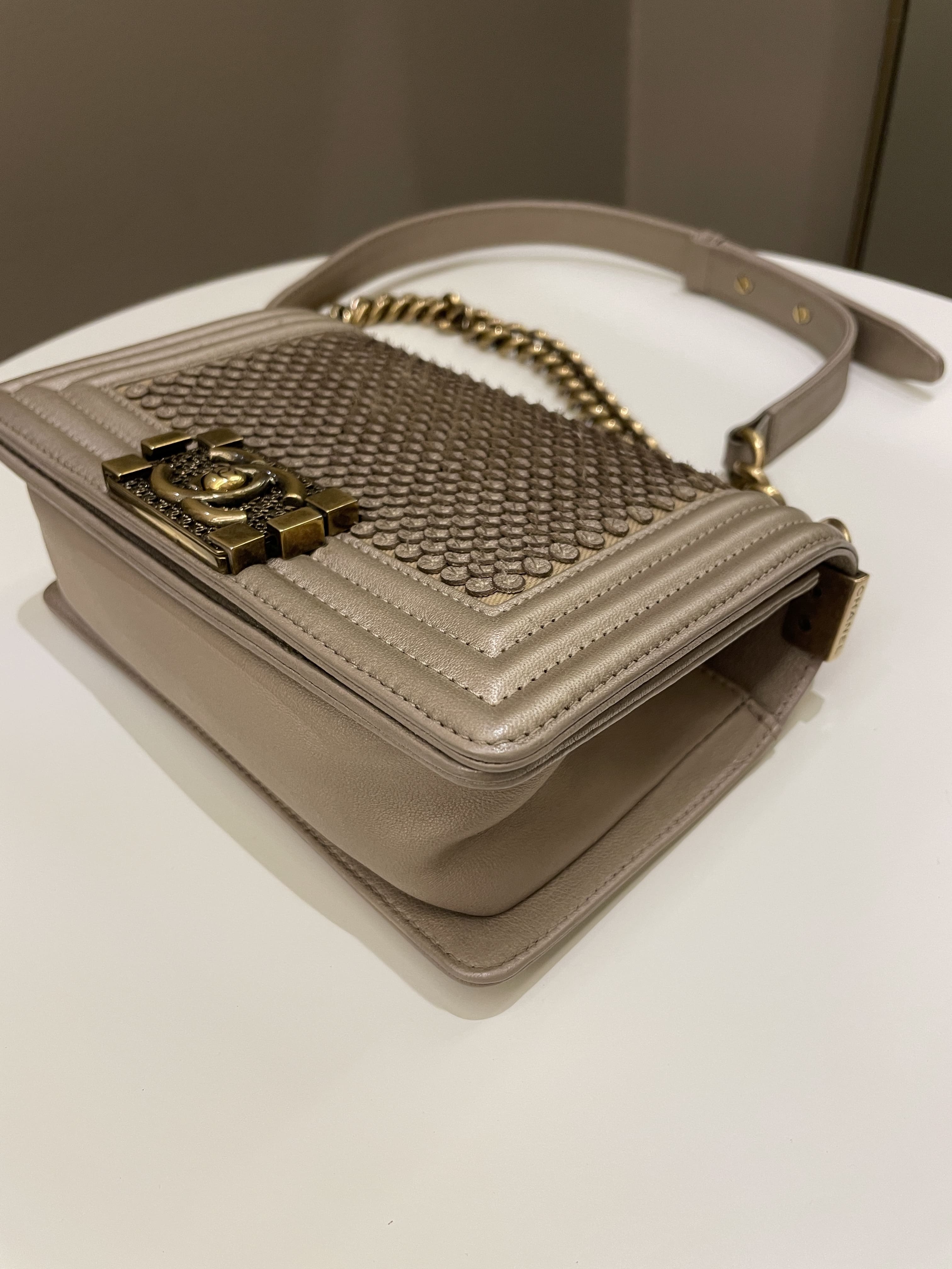 Chanel Scales Small Boy Gold Lambskin
