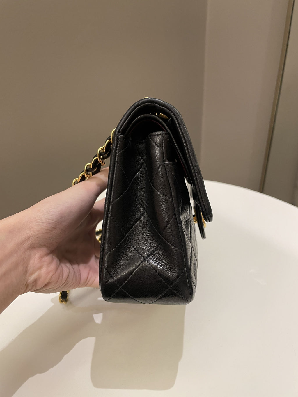 Chanel Vintage Classic Quilted Small Double Flap Black Lambskin