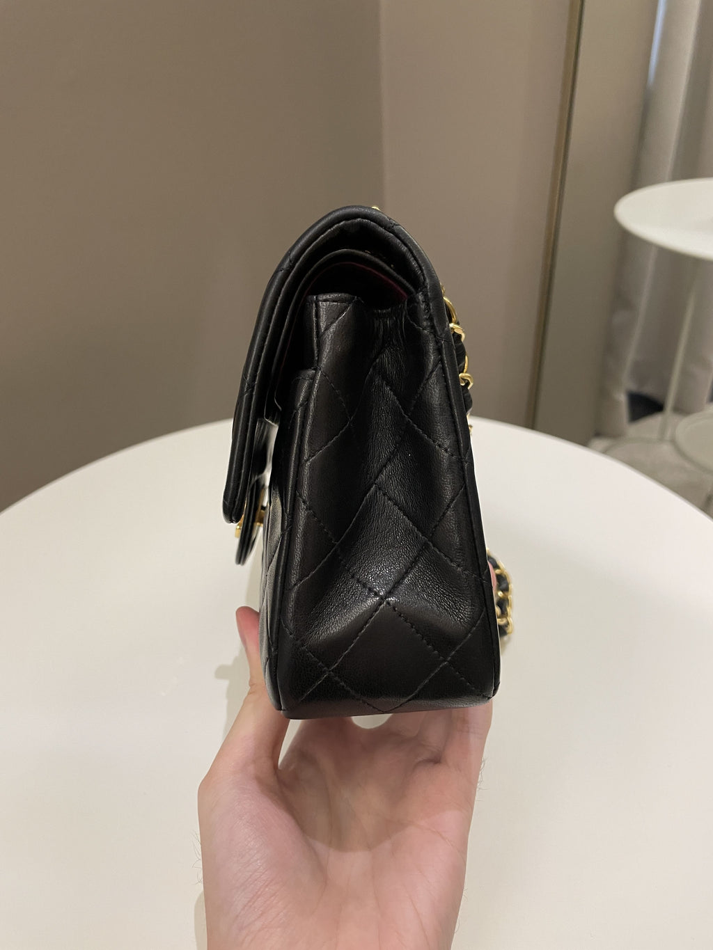 Chanel Vintage Classic Quilted Small Double Flap Black Lambskin
