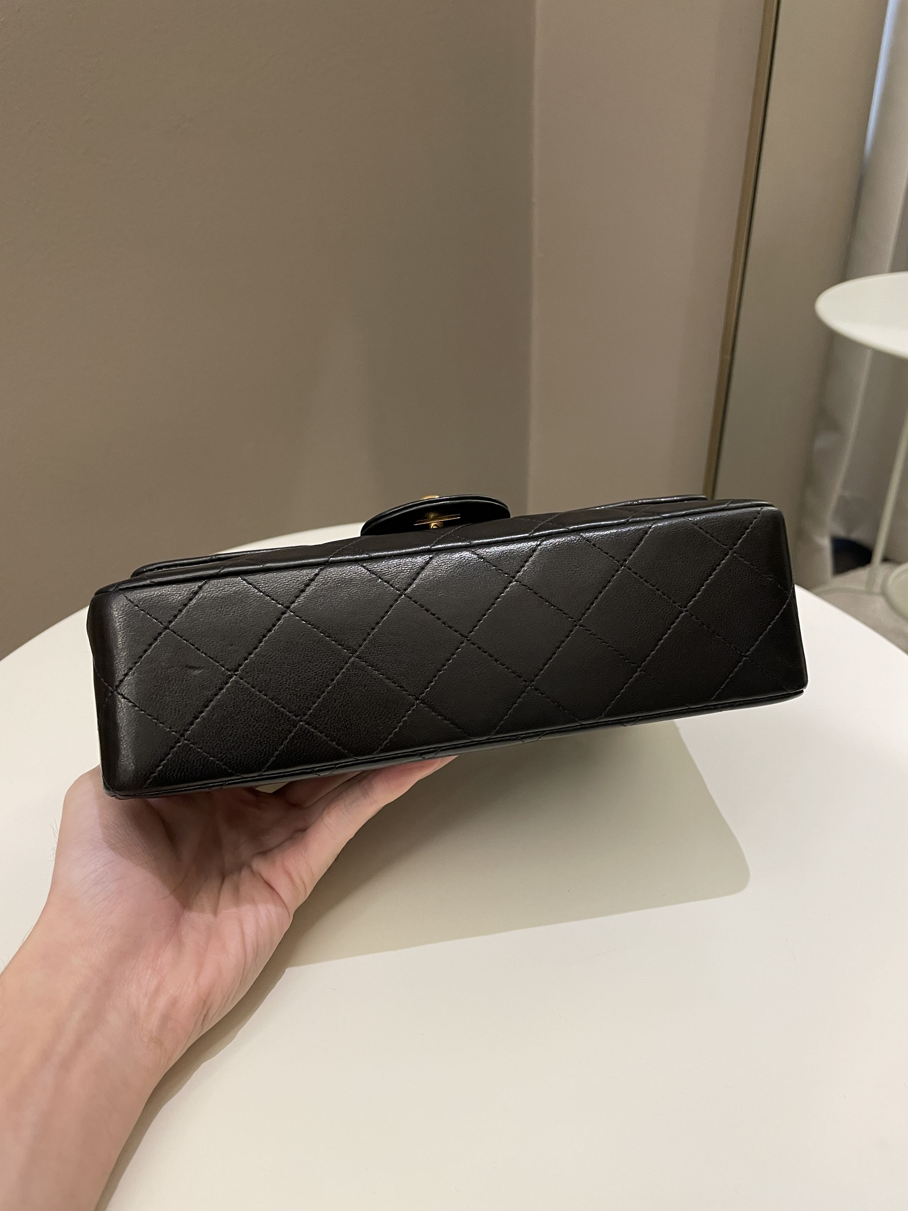 Chanel Vintage Classic Quilted Small Double Flap Black Lambskin