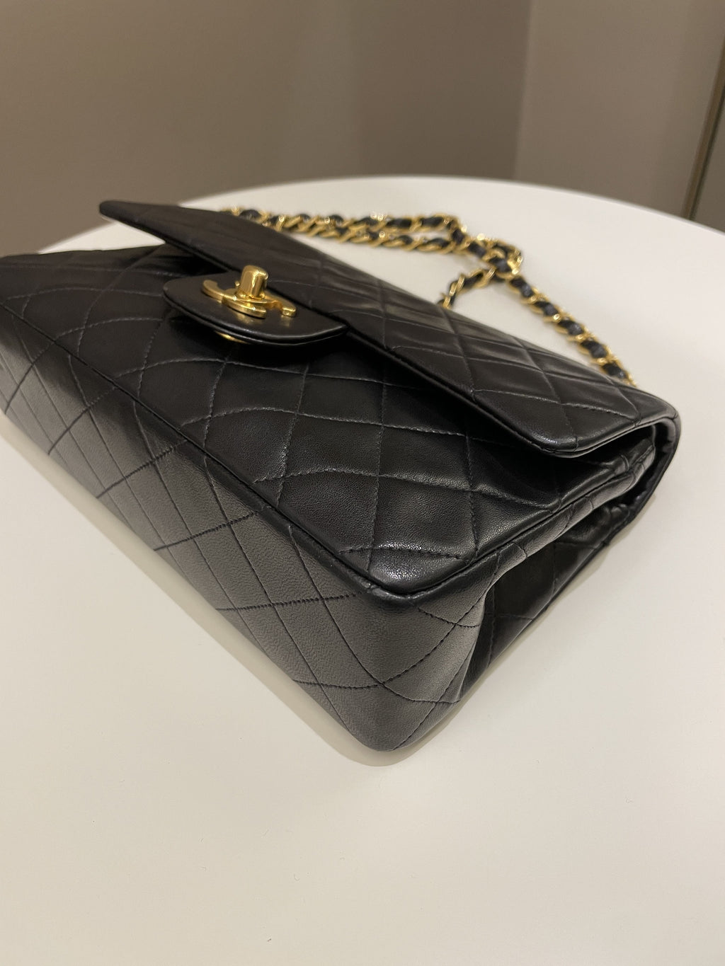 Chanel Vintage Classic Quilted Small Double Flap Black Lambskin