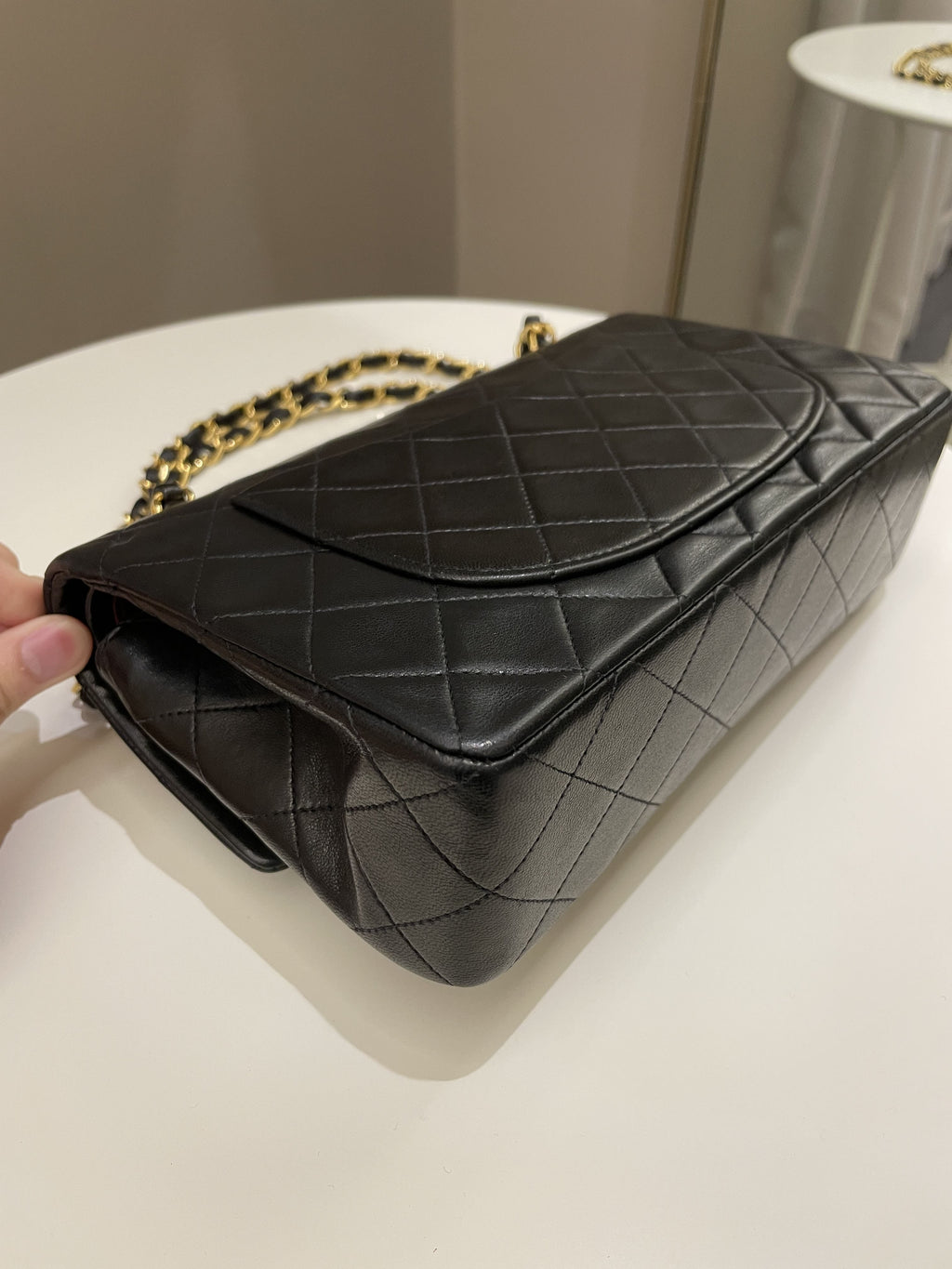 Chanel Vintage Classic Quilted Small Double Flap Black Lambskin