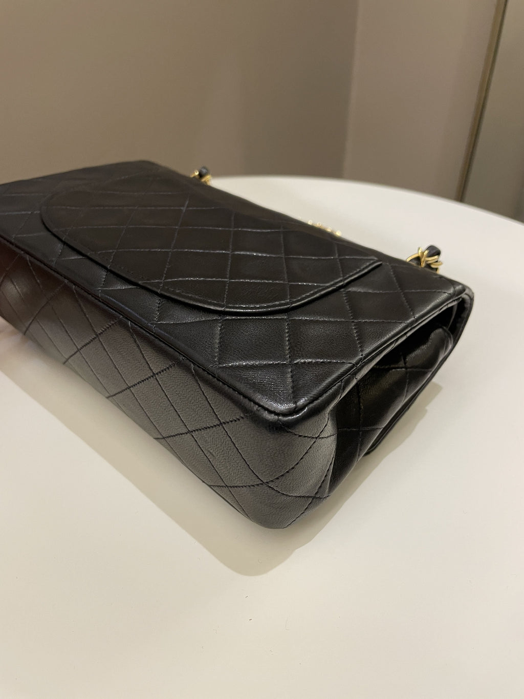 Chanel Vintage Classic Quilted Small Double Flap Black Lambskin