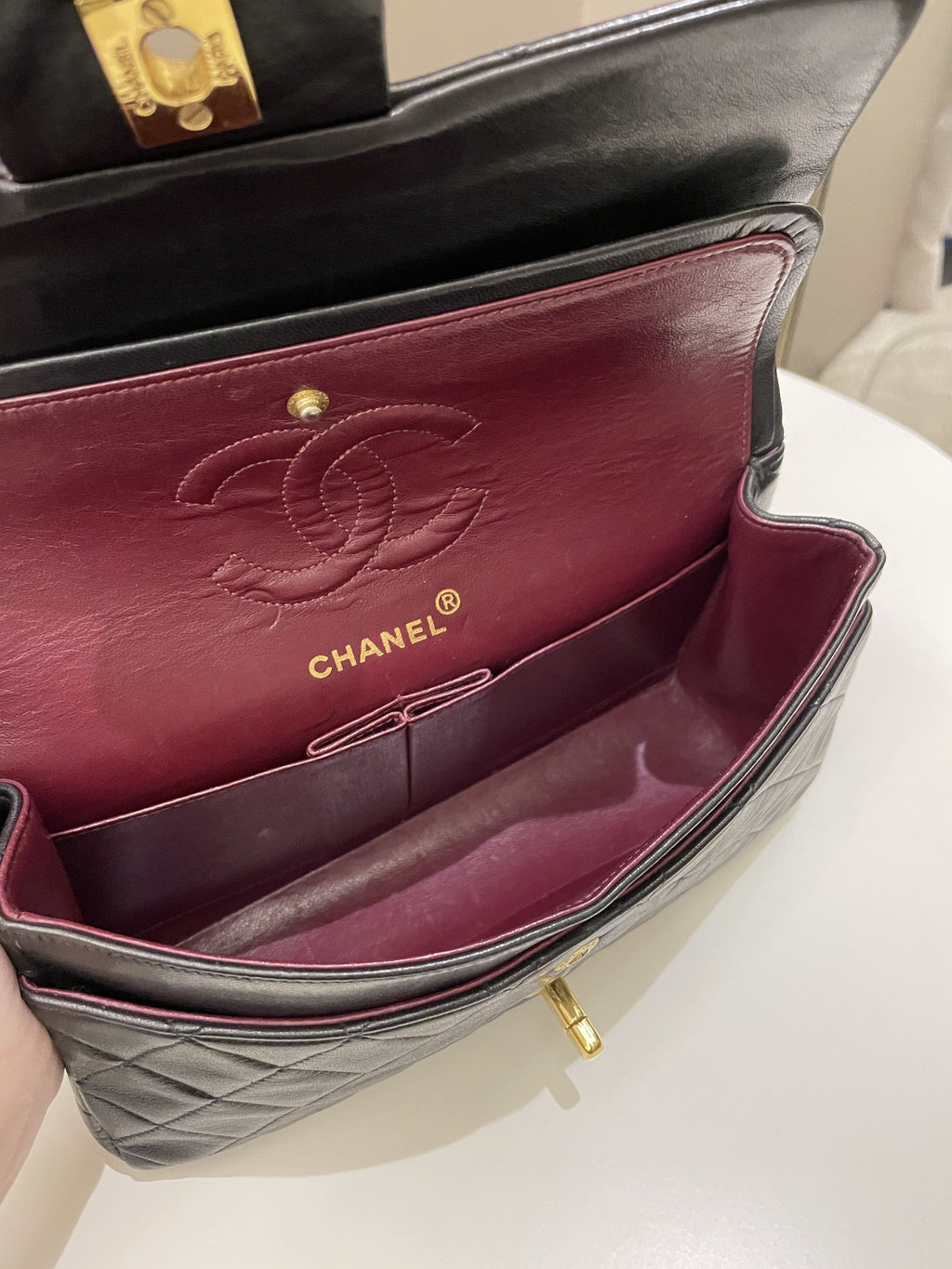 Chanel Vintage Classic Quilted Small Double Flap Black Lambskin