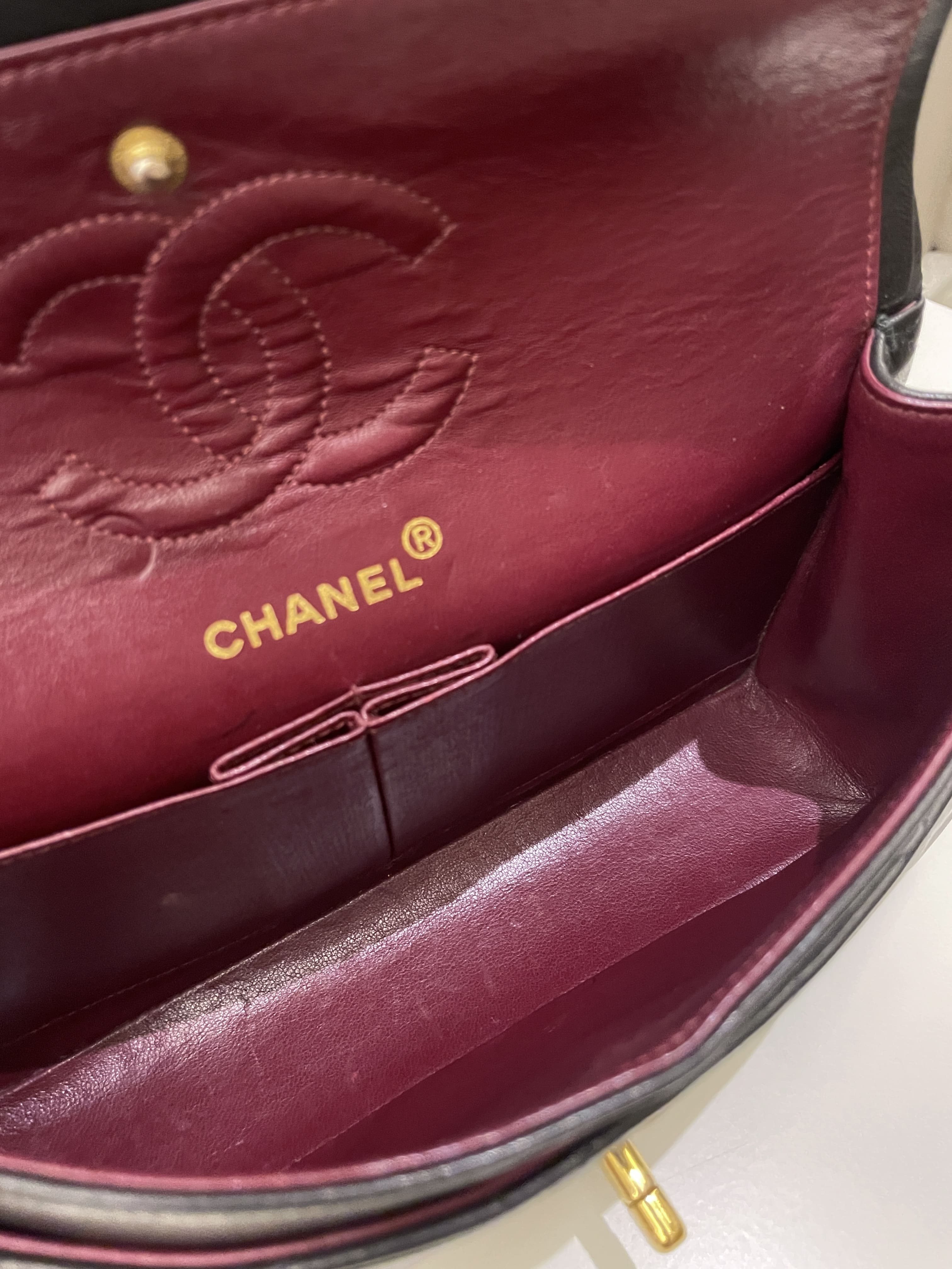 Chanel Vintage Classic Quilted Small Double Flap Black Lambskin