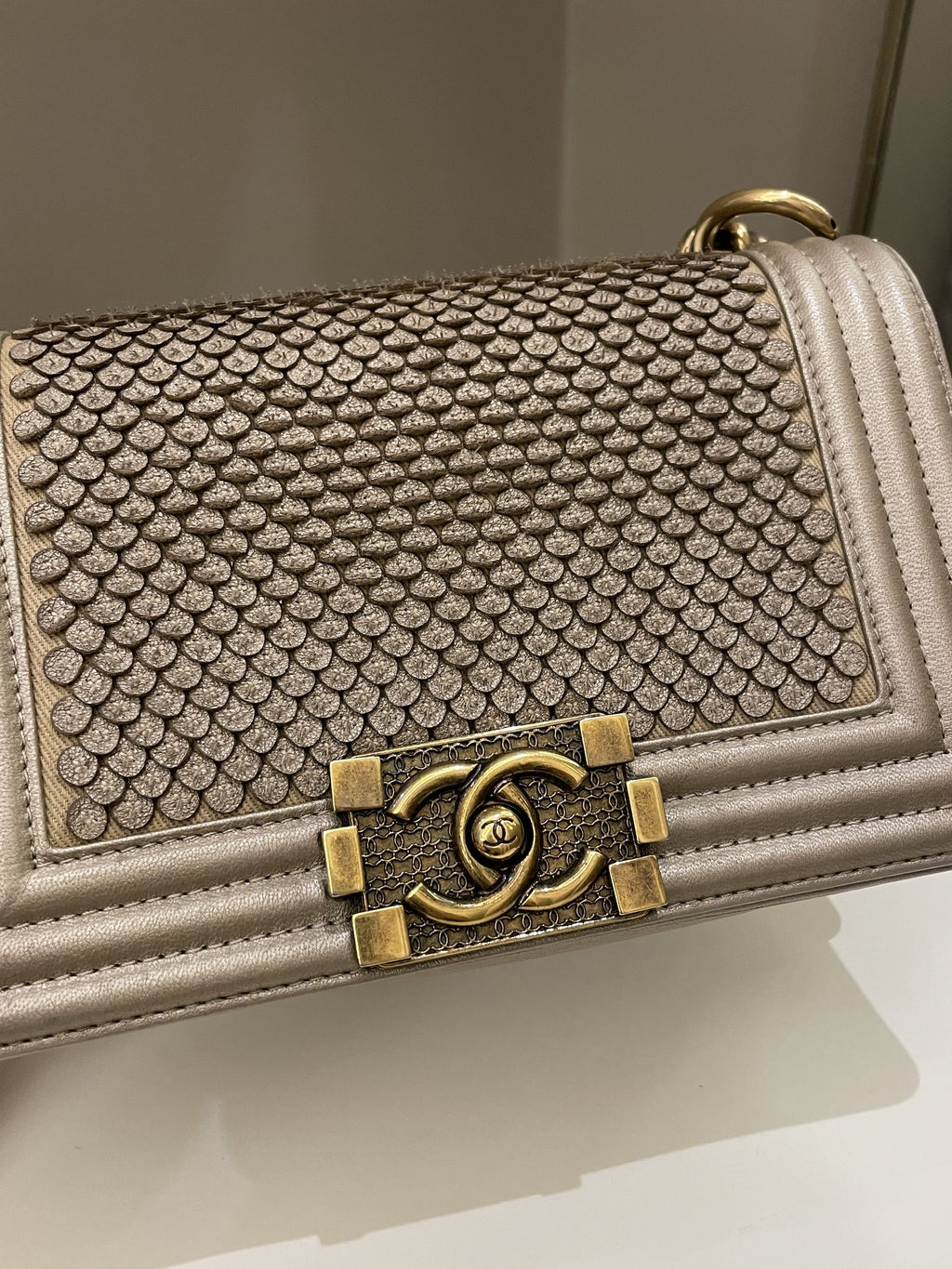 Chanel Scales Small Boy Gold Lambskin