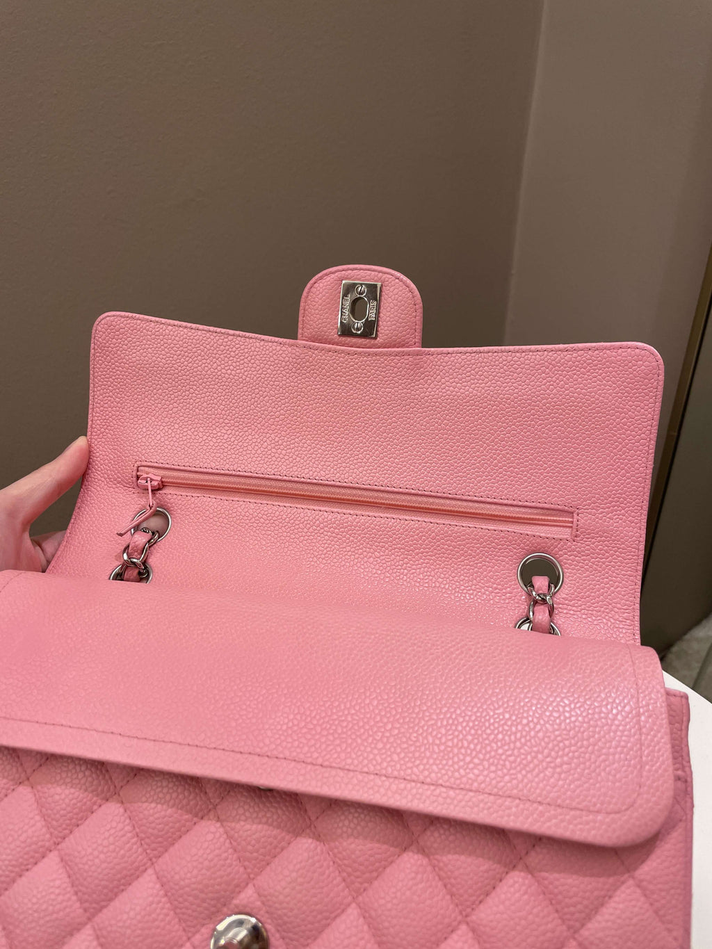 Chanel Classic Medium Double Flap Sakura Pink Caviar