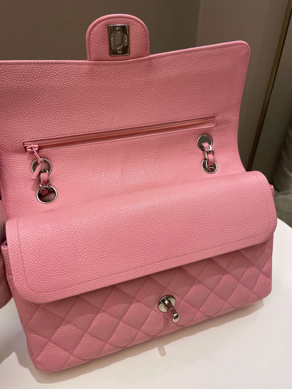 Chanel Classic Medium Double Flap Sakura Pink Caviar