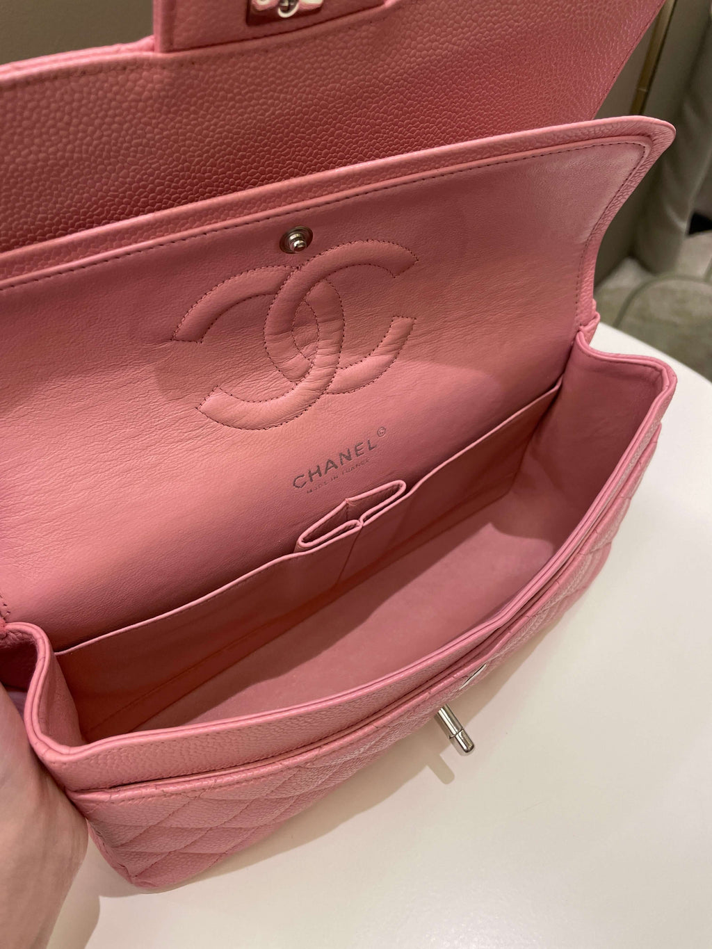 Chanel Classic Medium Double Flap Sakura Pink Caviar