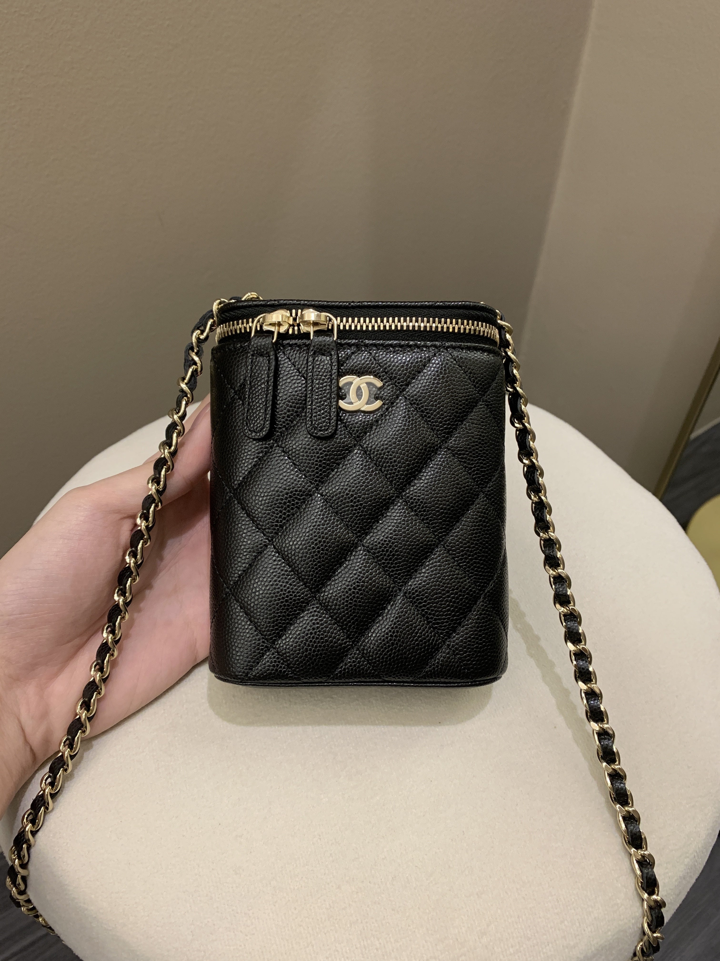 Chanel 22C Quilted Vanity Vertical Black Caviar