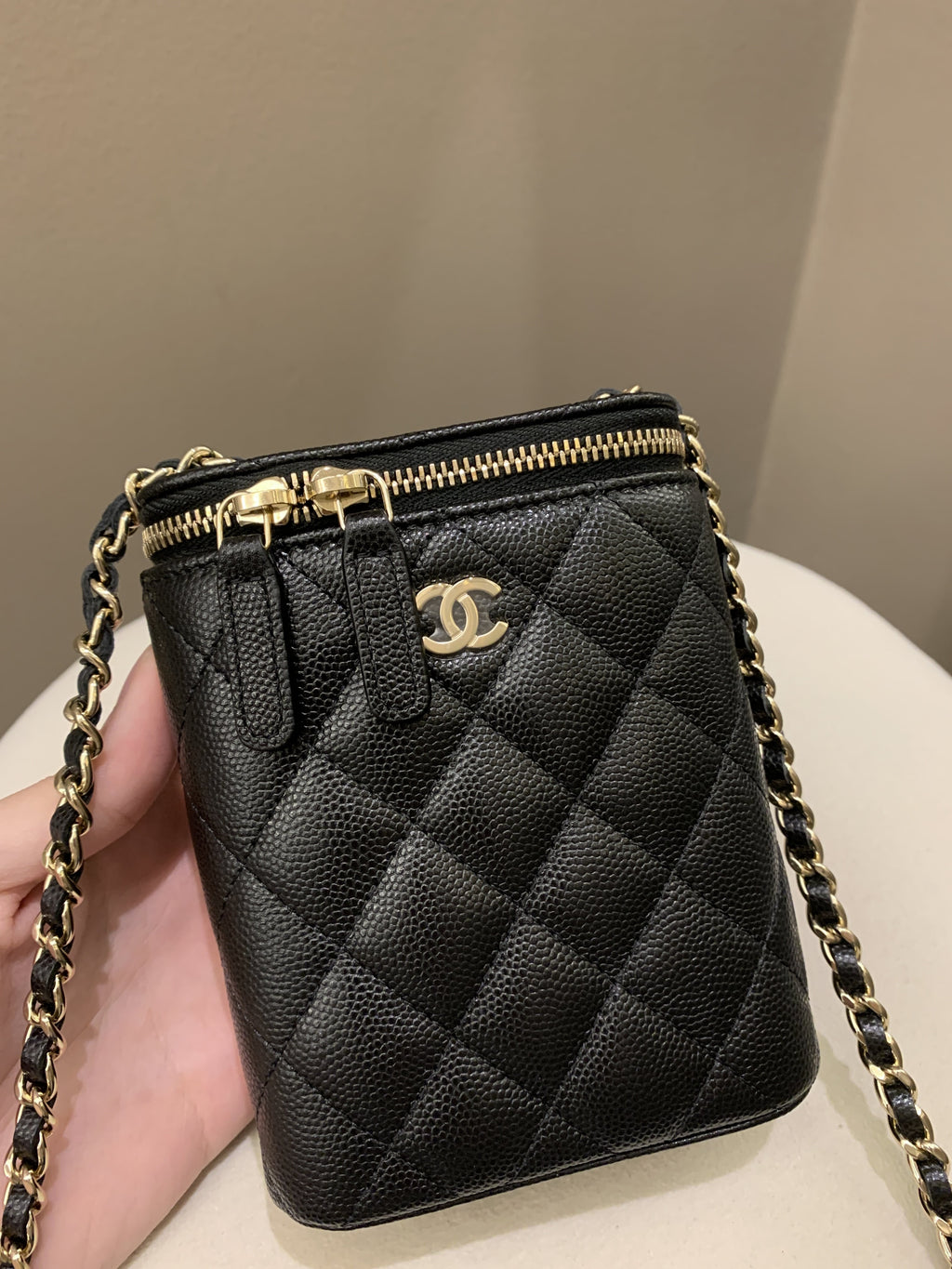 Chanel 22C Quilted Vanity Vertical Black Caviar