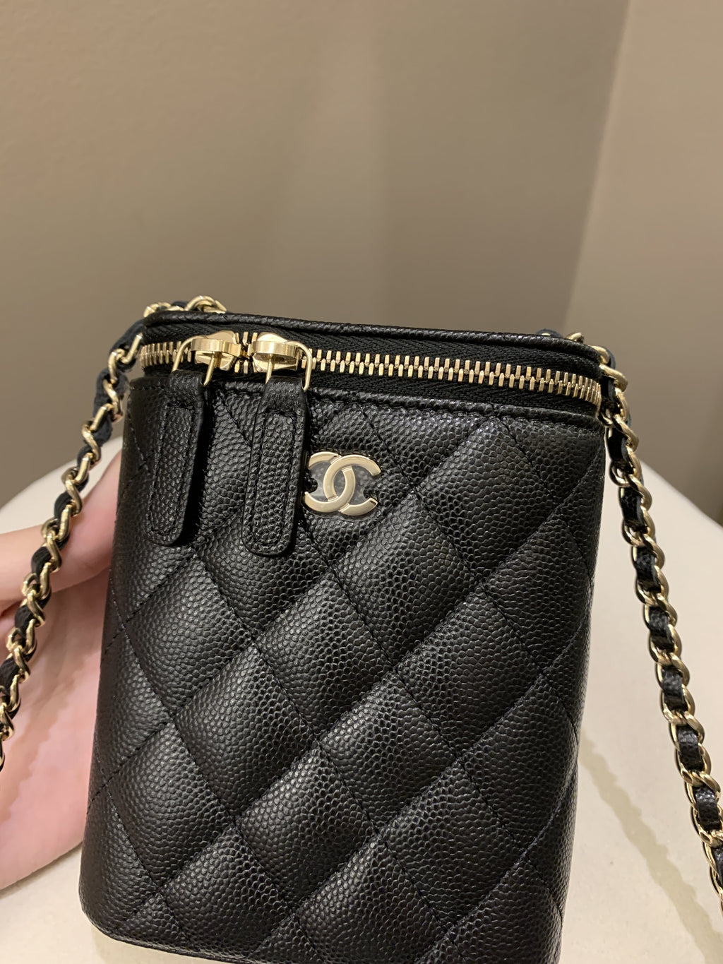 Chanel 22C Quilted Vanity Vertical Black Caviar