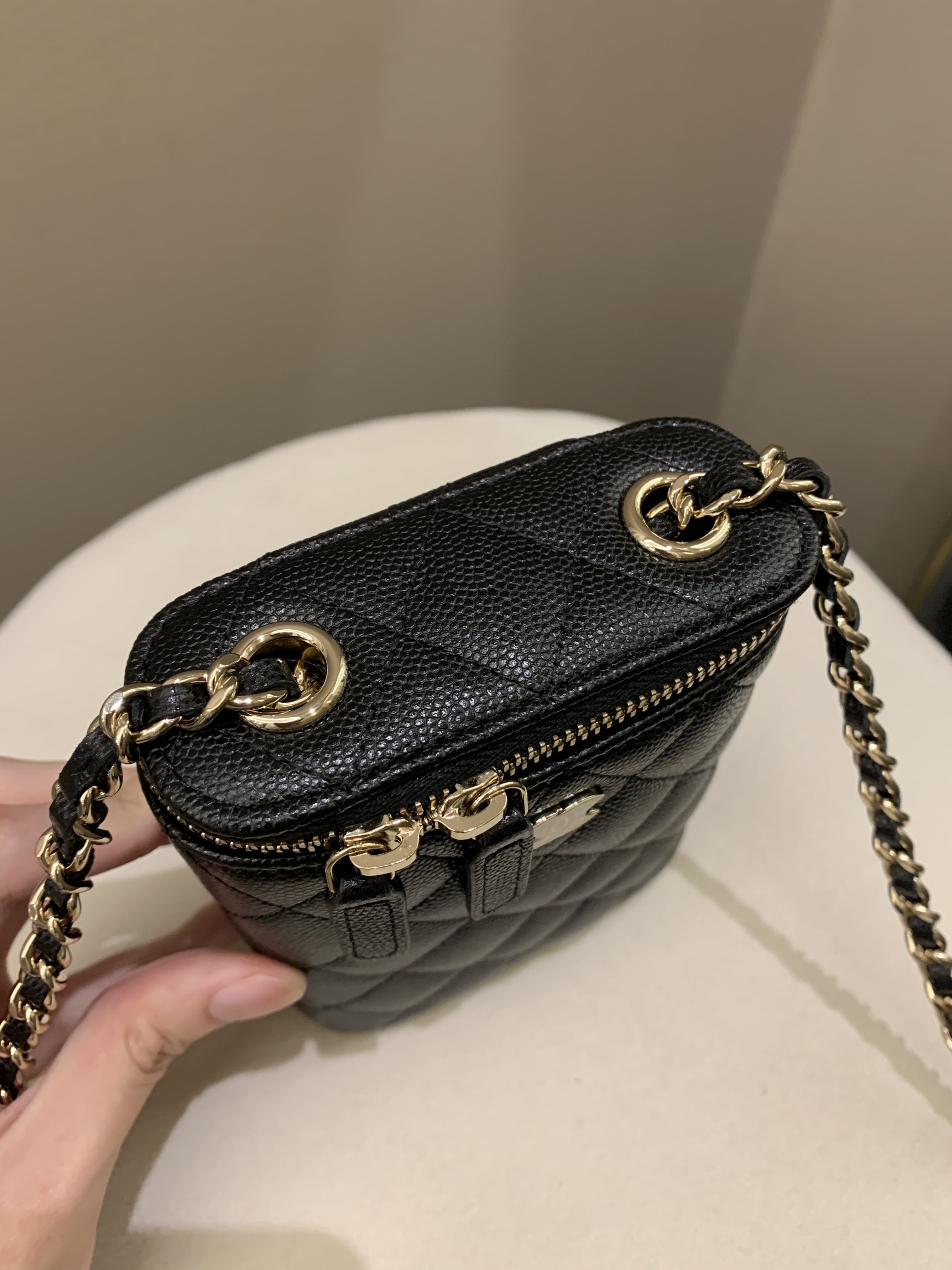 Chanel 22C Quilted Vanity Vertical Black Caviar