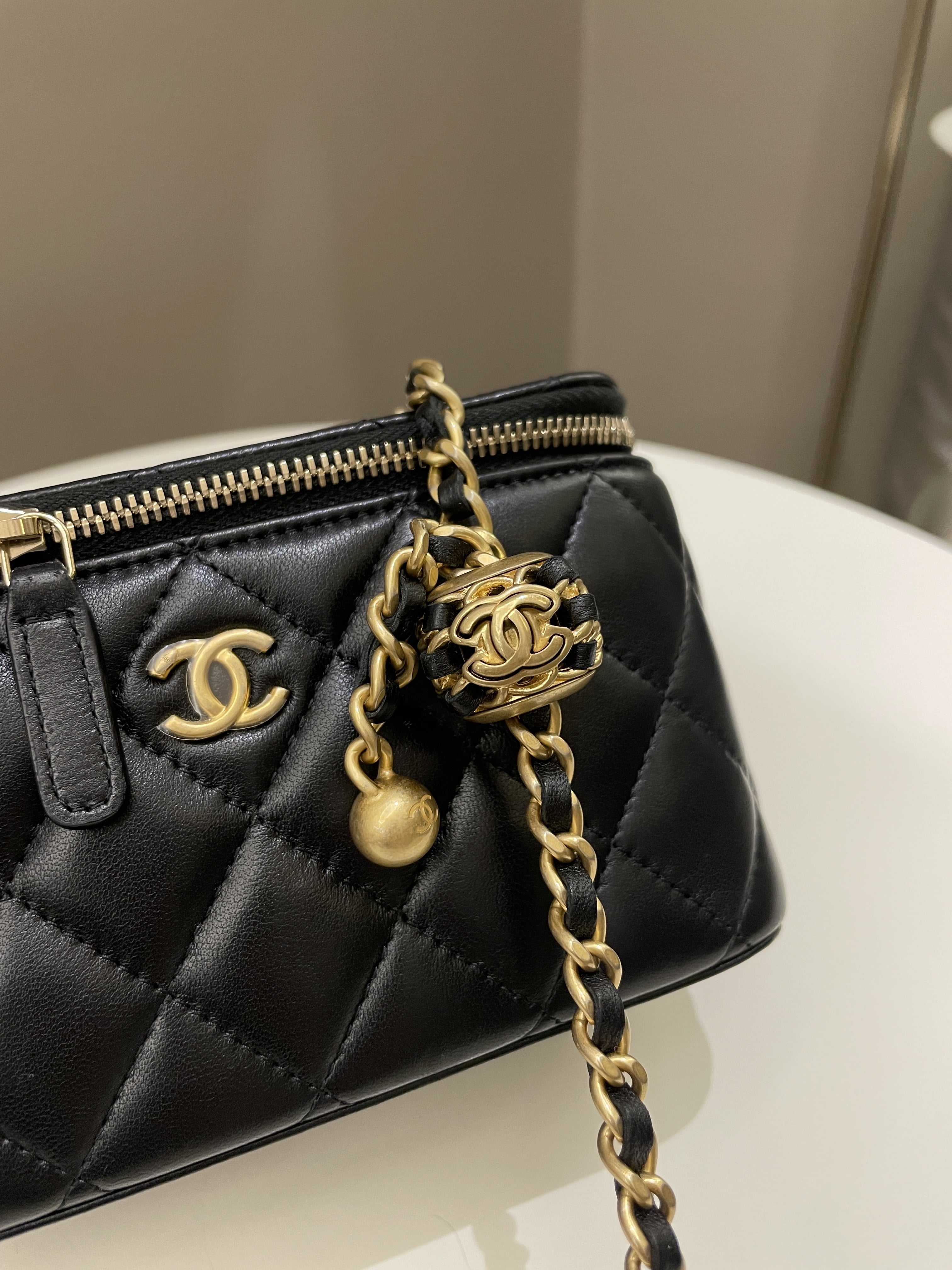 Chanel Pearl Crush Mini Vanity Rectangular Black Lambskin