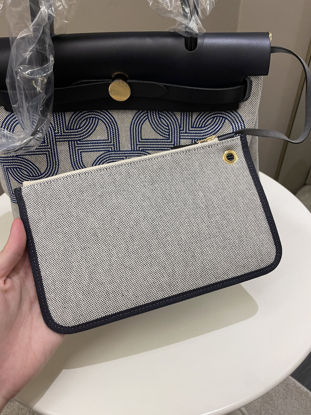 Hermes Herbag Zip 31 Circuit 24 Bleu Royal Bleu Indigo Ecru