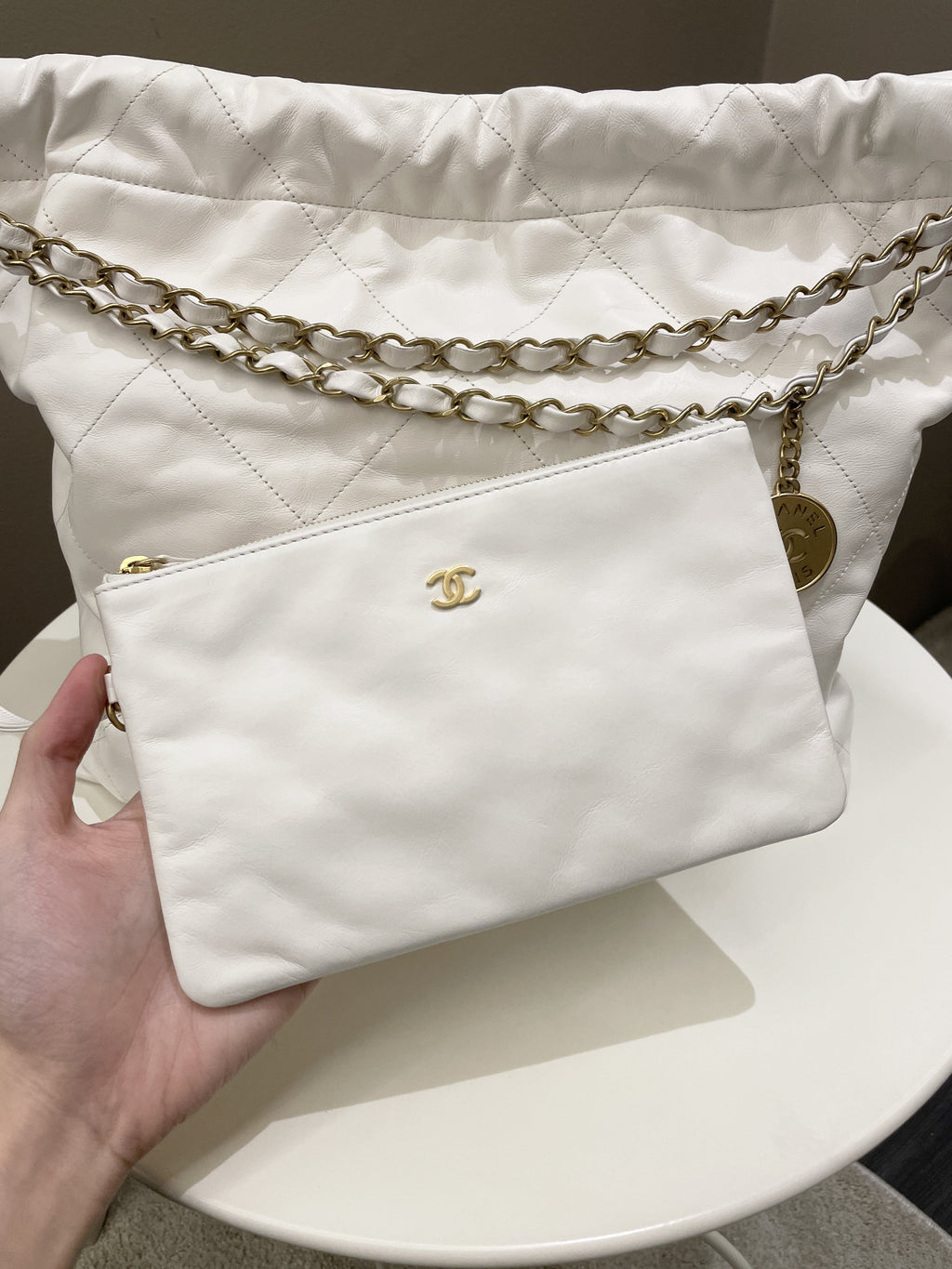 Chanel 22 White Calf