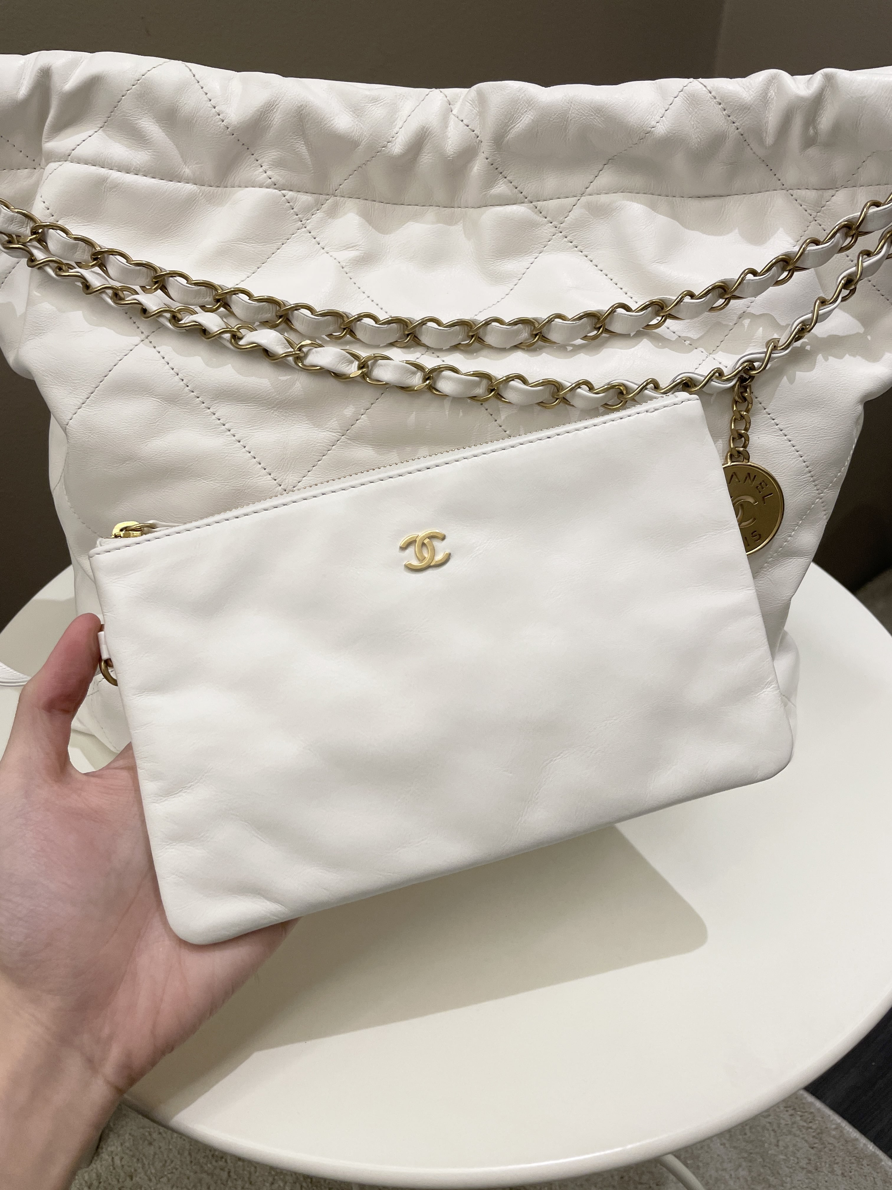 Chanel 22 White Calf