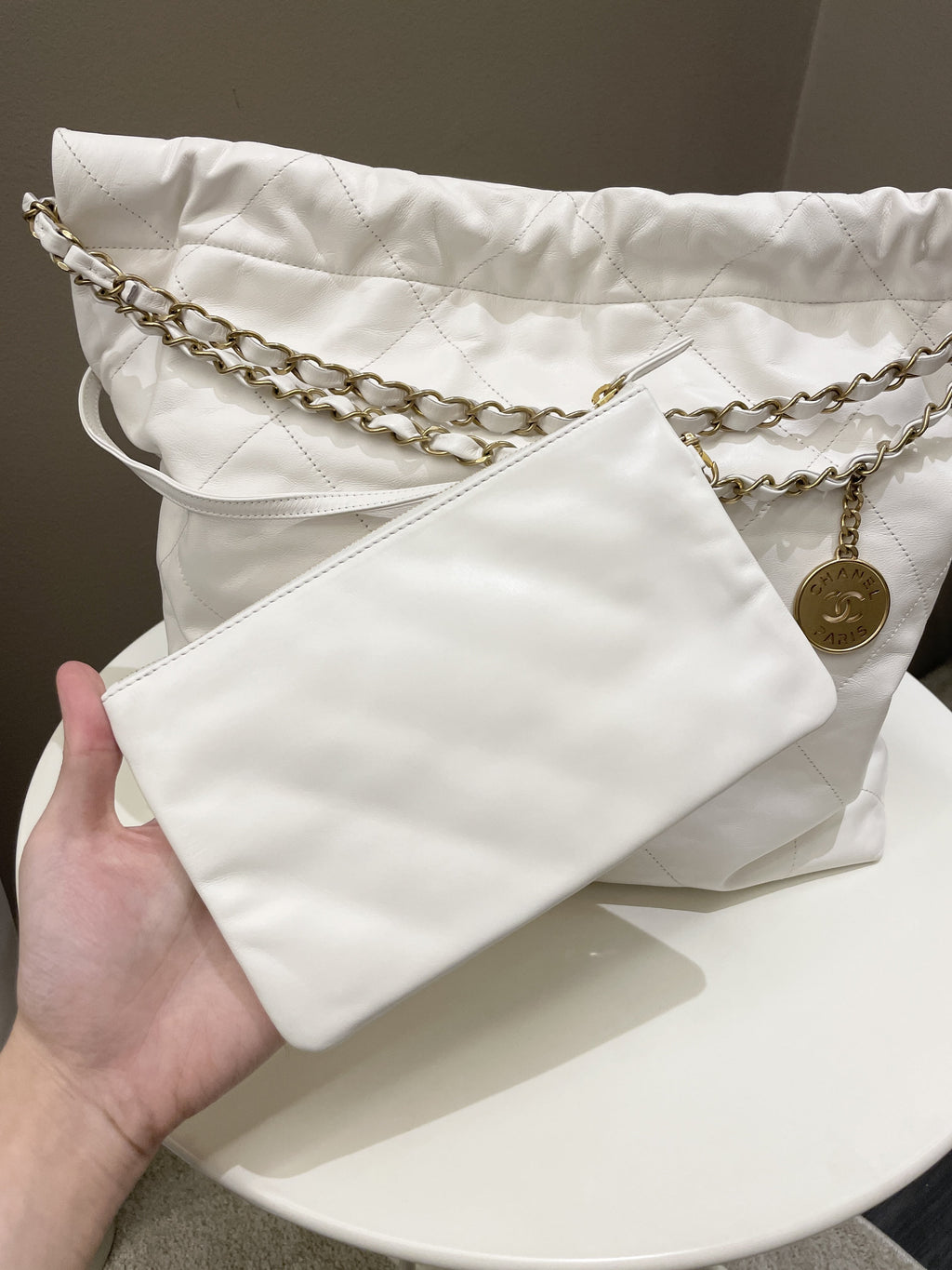 Chanel 22 White Calf