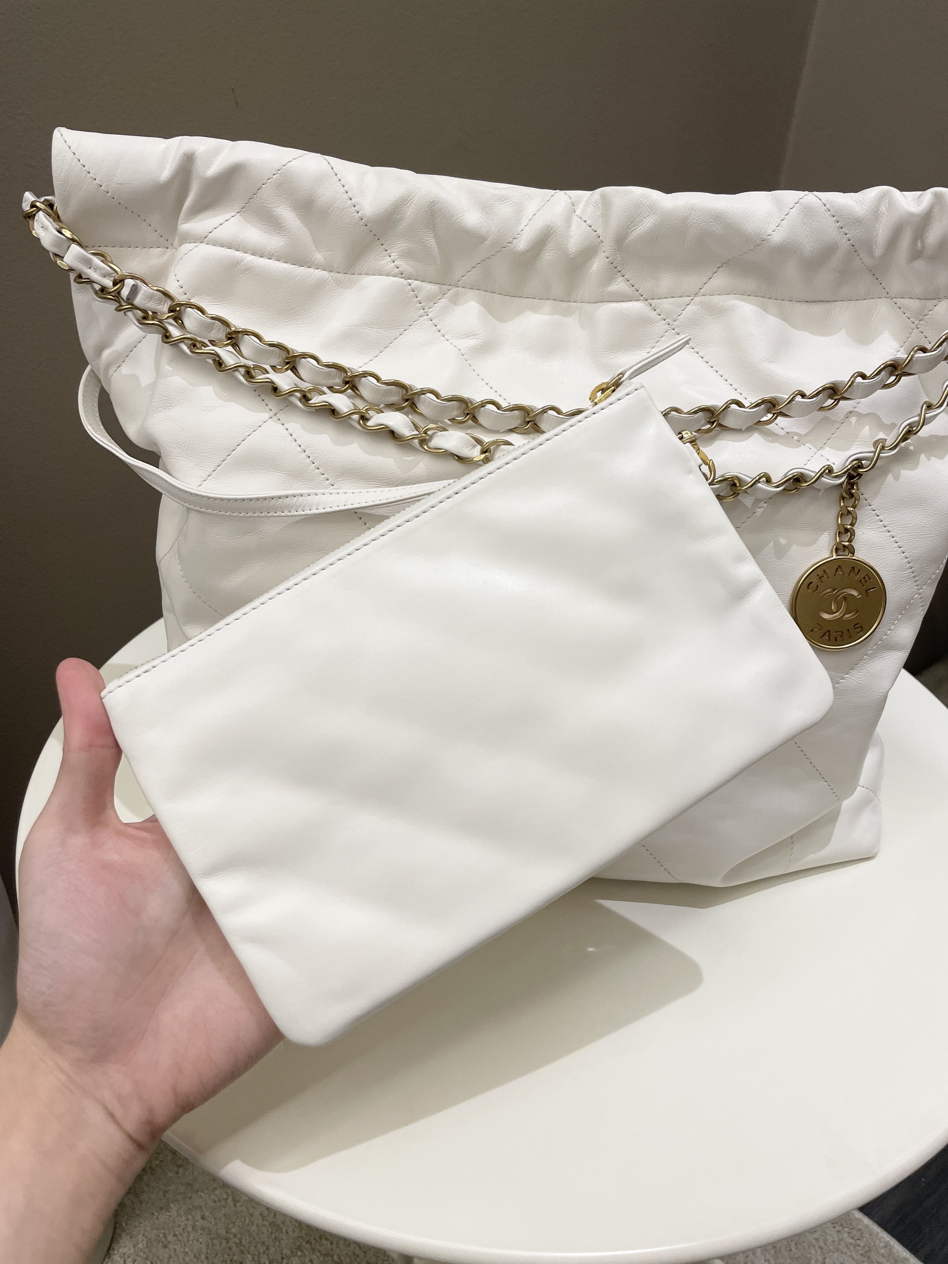 Chanel 22 White Calf