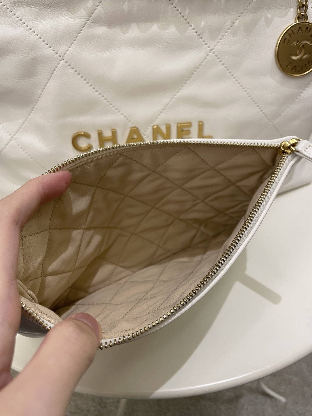 Chanel 22 White Calf