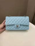 Chanel Classic Quilted Medium Double Flap Tiffany Blue Lambskin