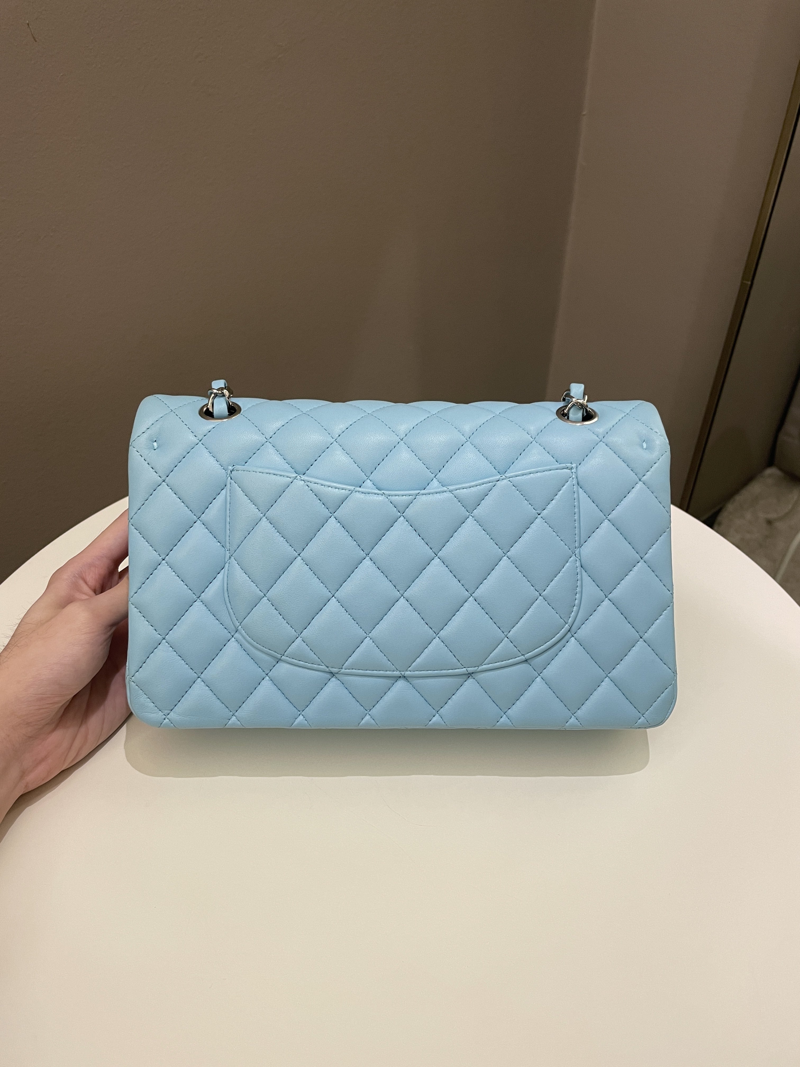 Chanel Classic Quilted Medium Double Flap Tiffany Blue Lambskin
