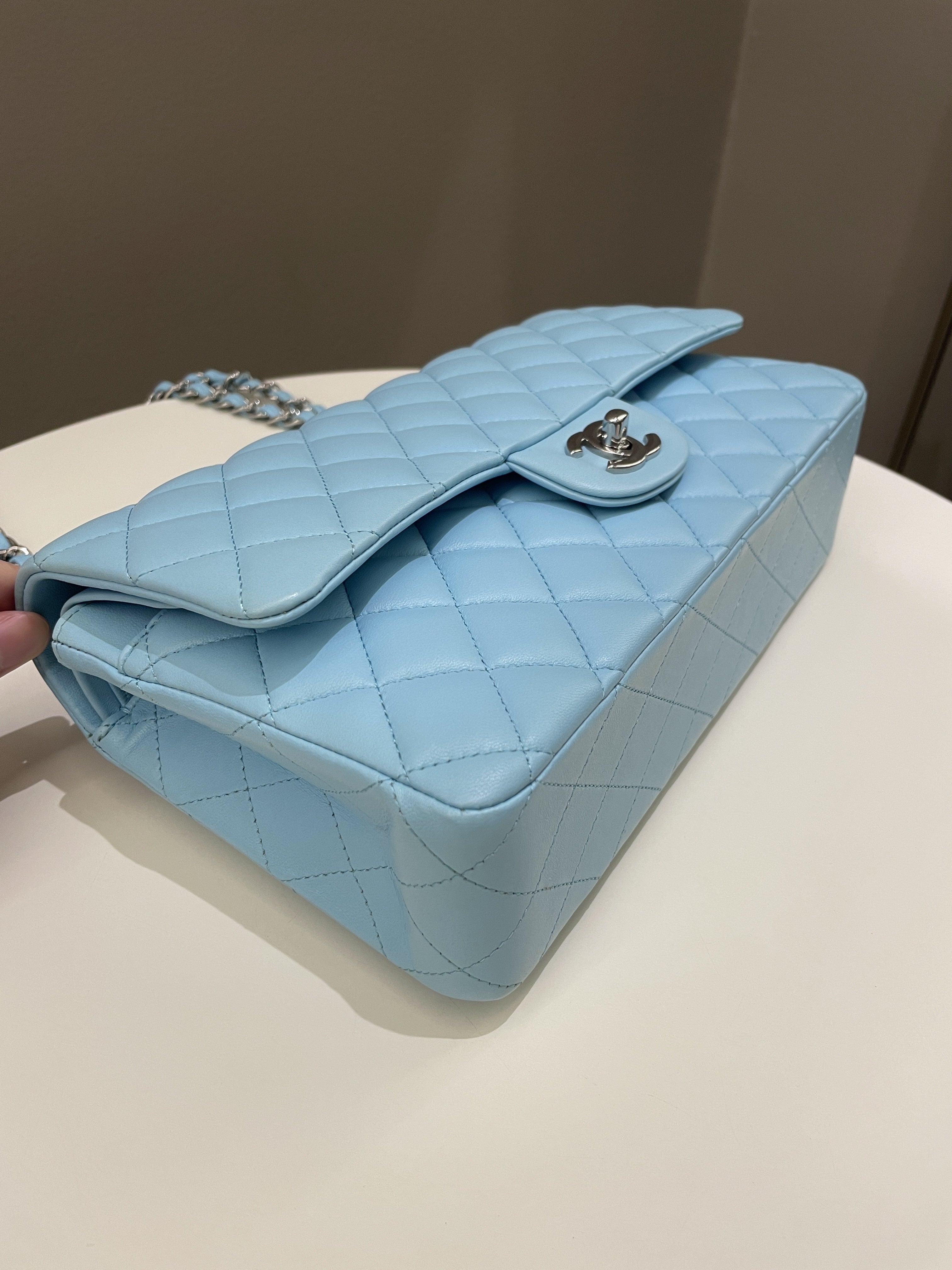 Chanel Classic Quilted Medium Double Flap Tiffany Blue Lambskin