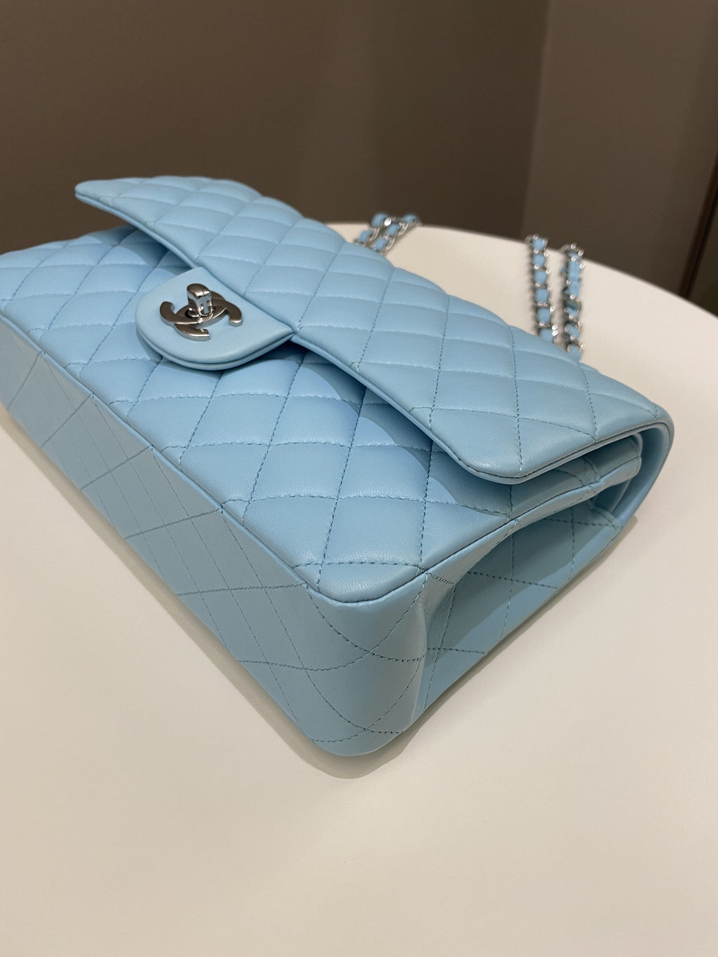 Chanel Classic Quilted Medium Double Flap Tiffany Blue Lambskin