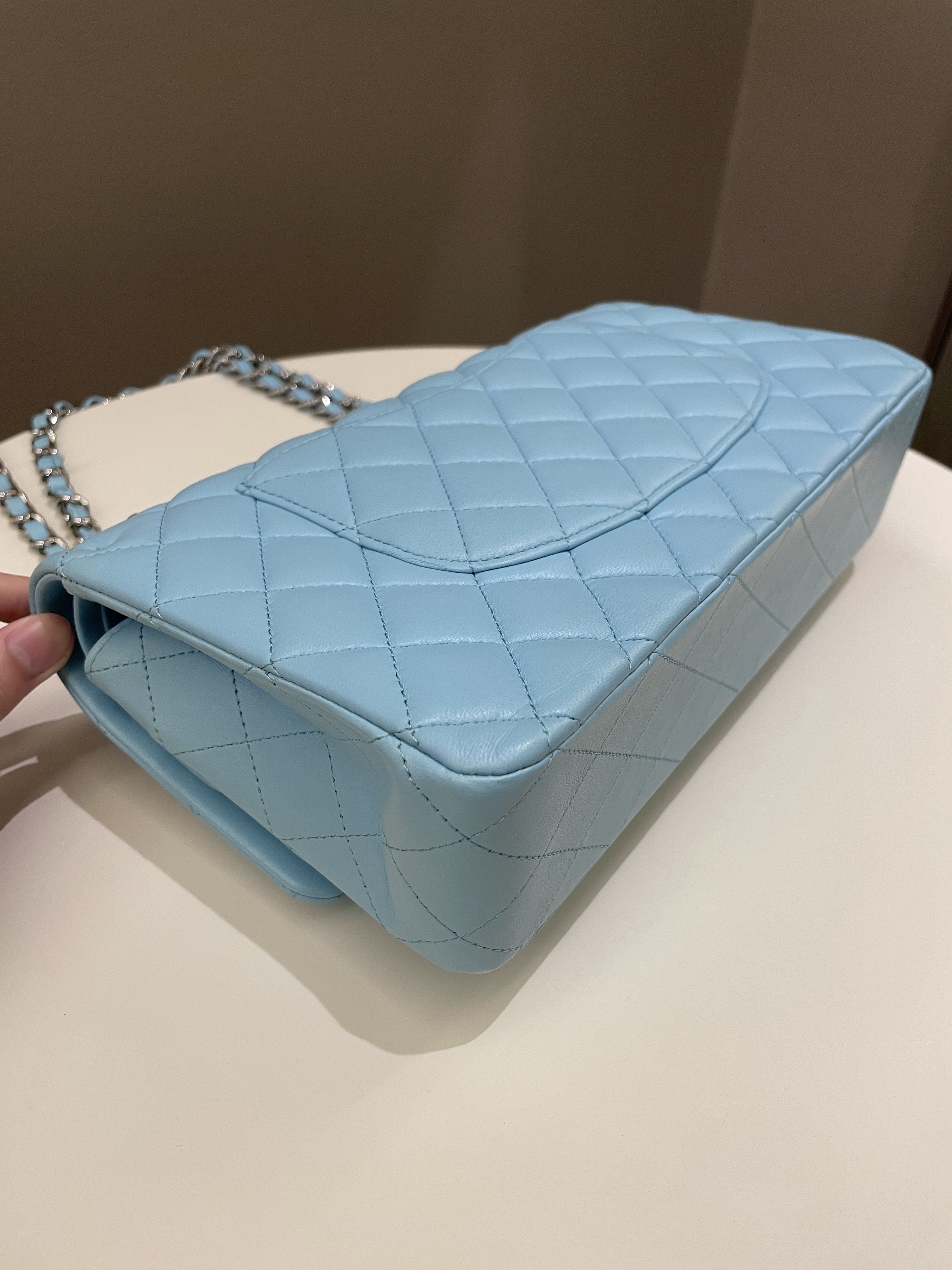Chanel Classic Quilted Medium Double Flap Tiffany Blue Lambskin