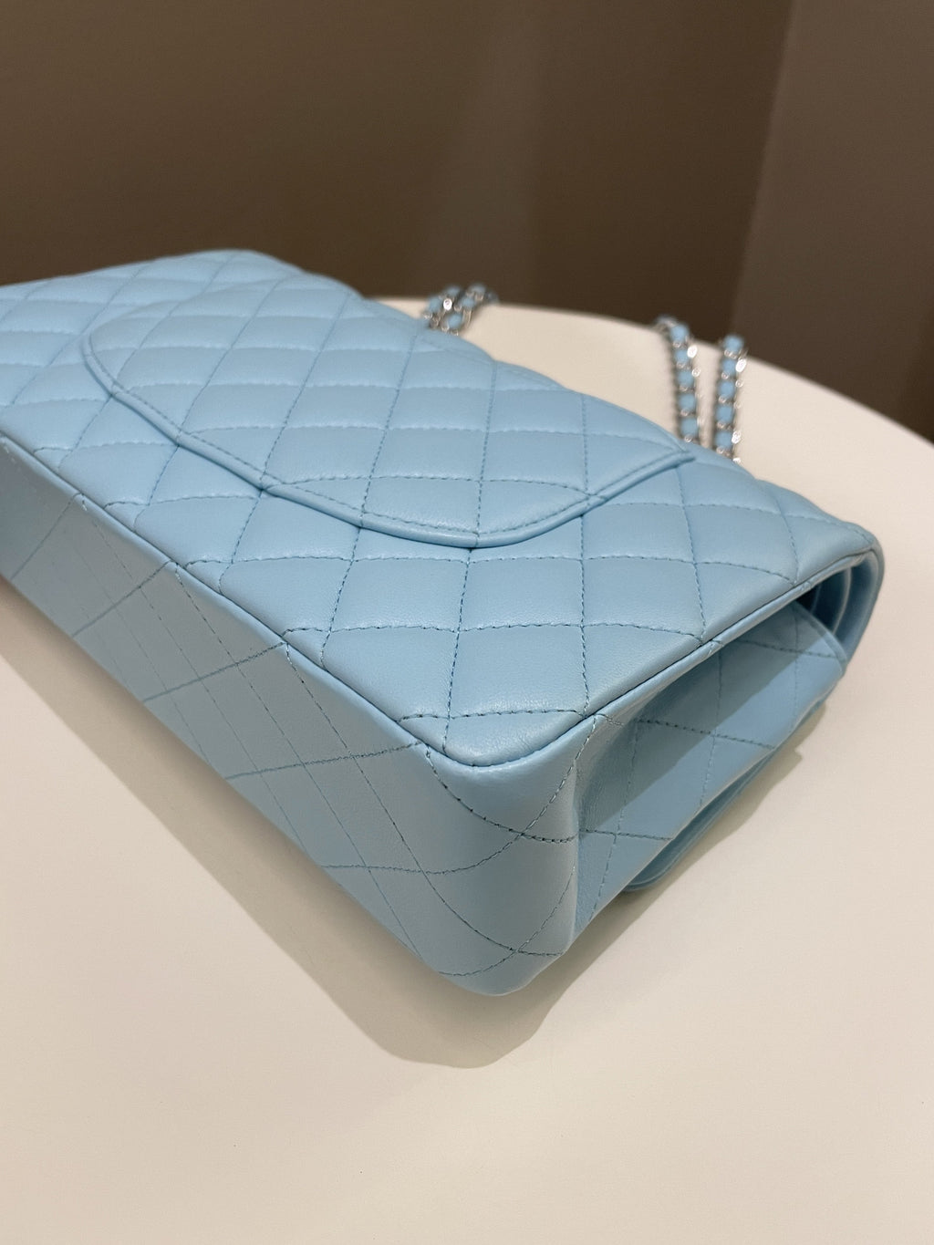 Chanel Classic Quilted Medium Double Flap Tiffany Blue Lambskin
