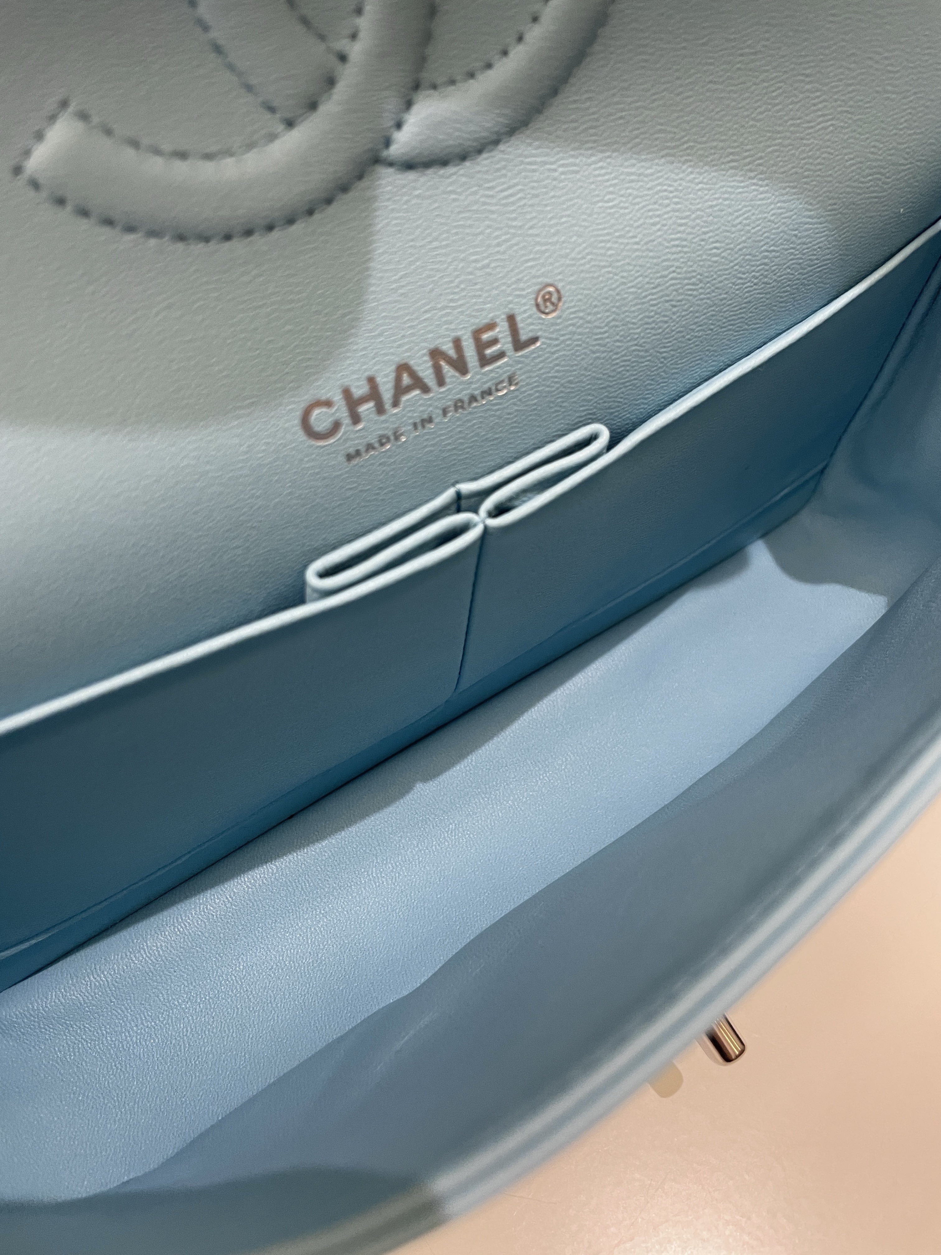 Chanel Classic Quilted Medium Double Flap Tiffany Blue Lambskin
