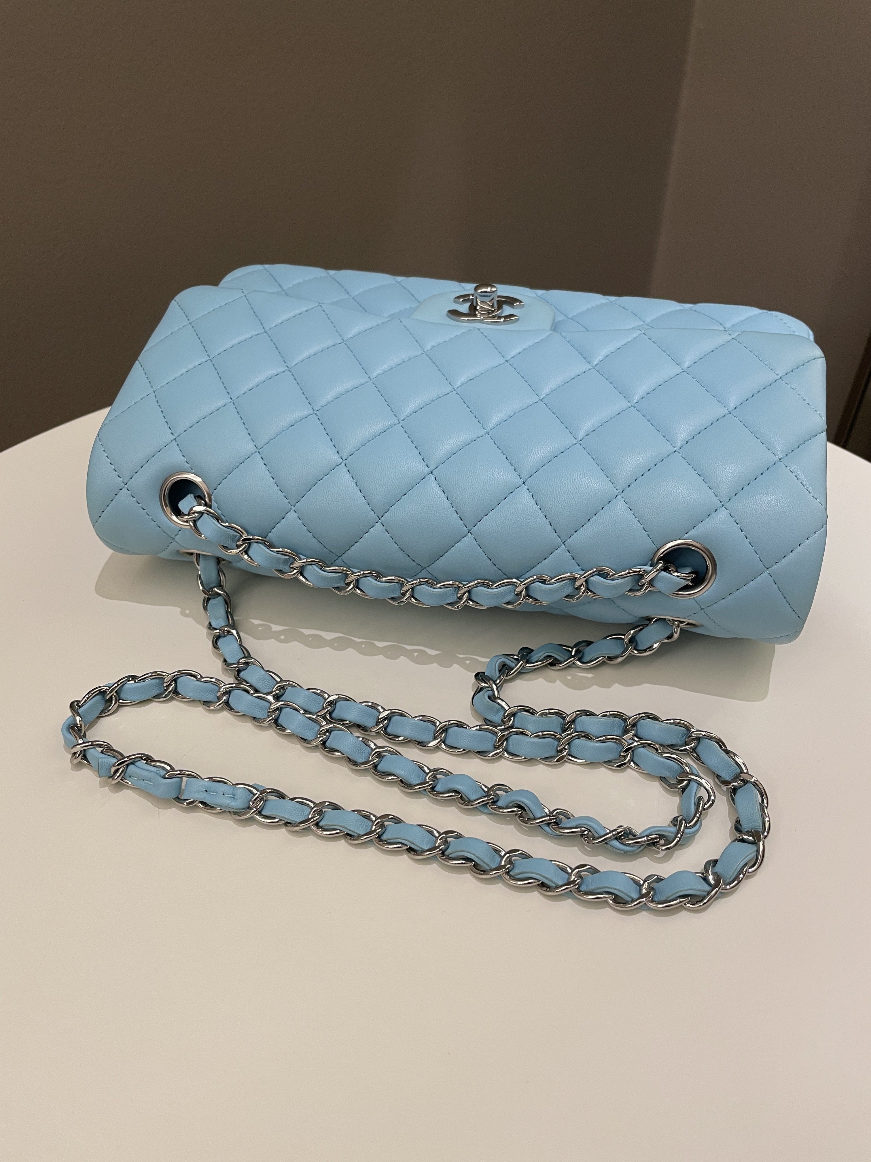 Chanel Classic Quilted Medium Double Flap Tiffany Blue Lambskin