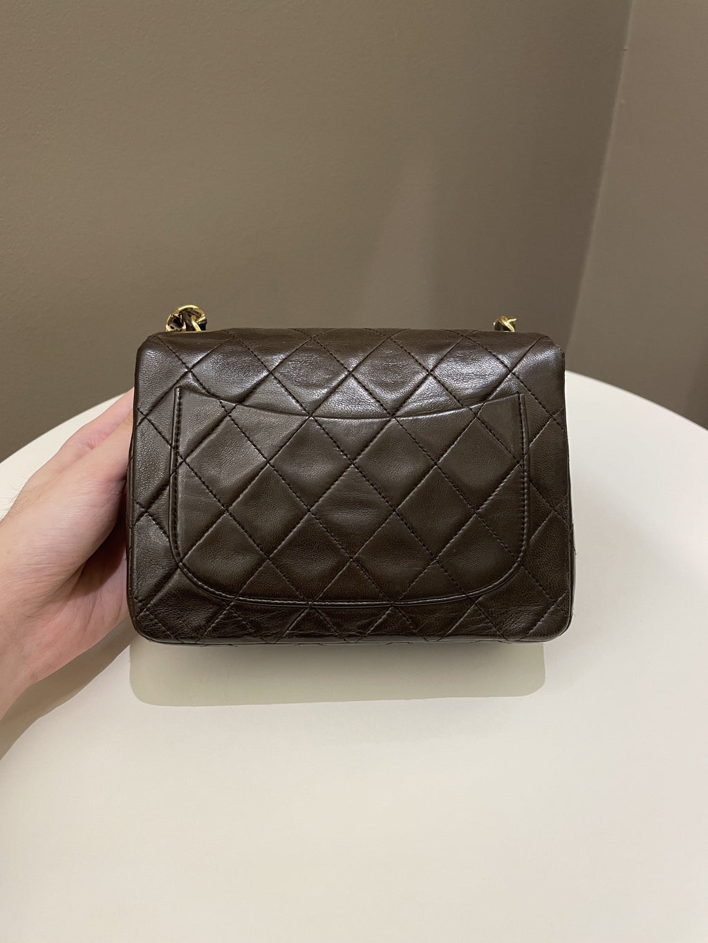 Chanel Vintage Classic Quilted Mini Square Brown Lambskin