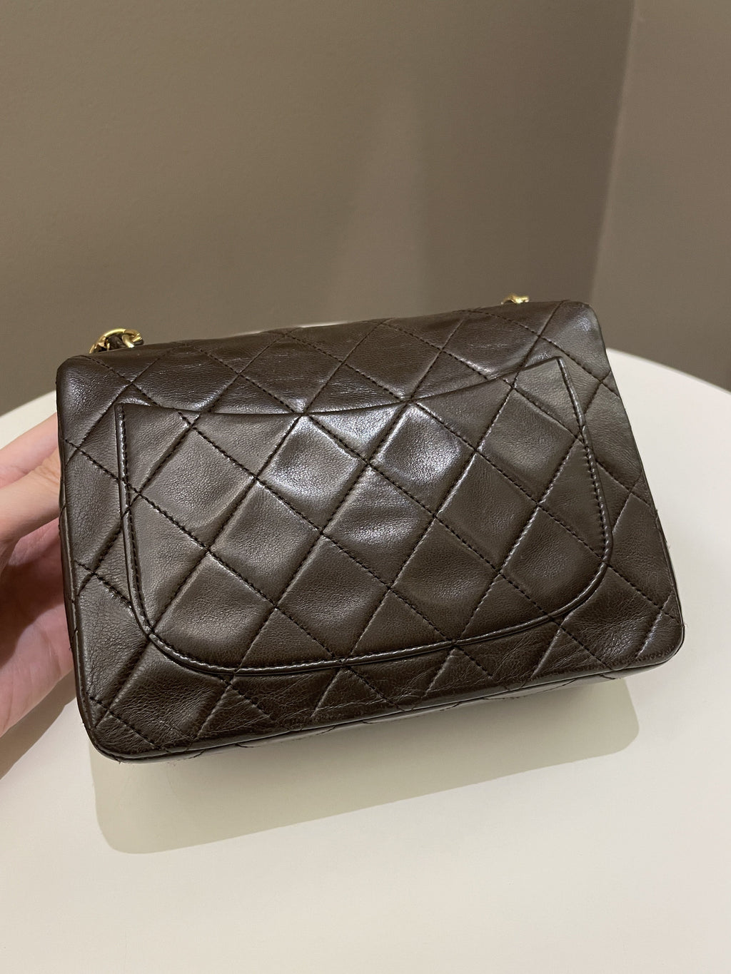 Chanel Vintage Classic Quilted Mini Square Brown Lambskin